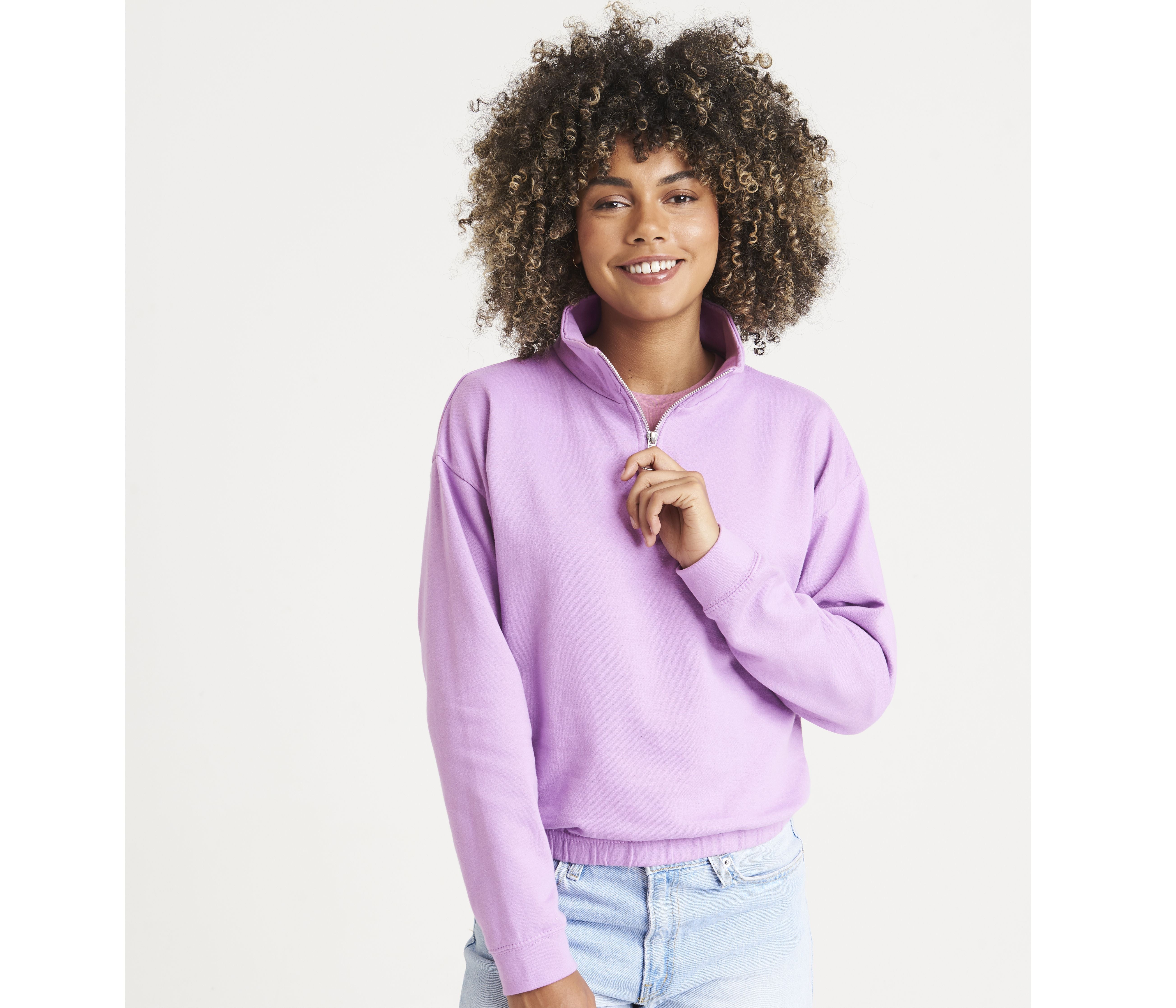 Sudadera Corta con Cremallera en el Cuello Mujer - Just Hoods JH037 - imagen 1