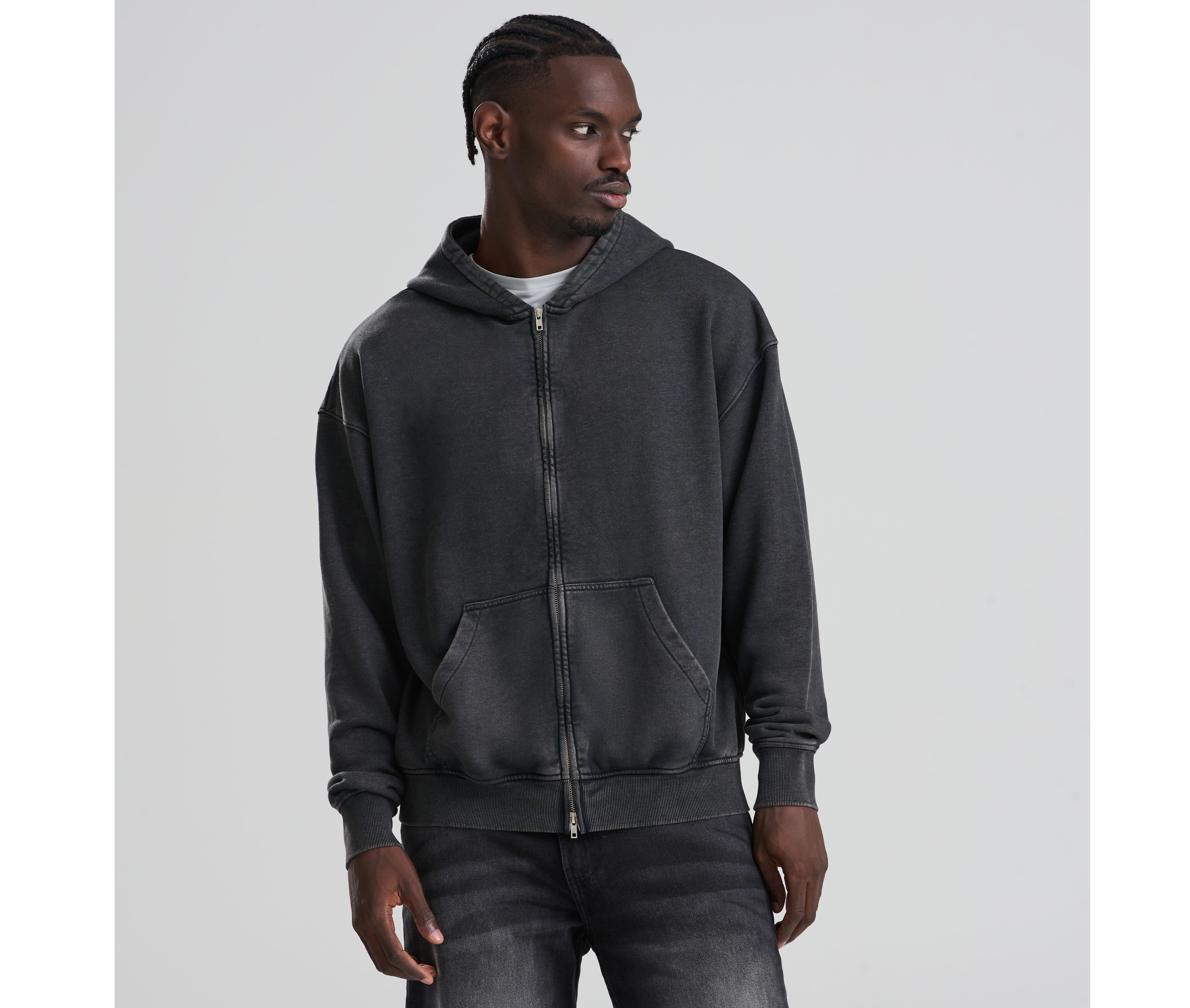 Sudadera con Capucha y Cremallera Efecto Desgastado - Just Hoods JH185 - imagen 1