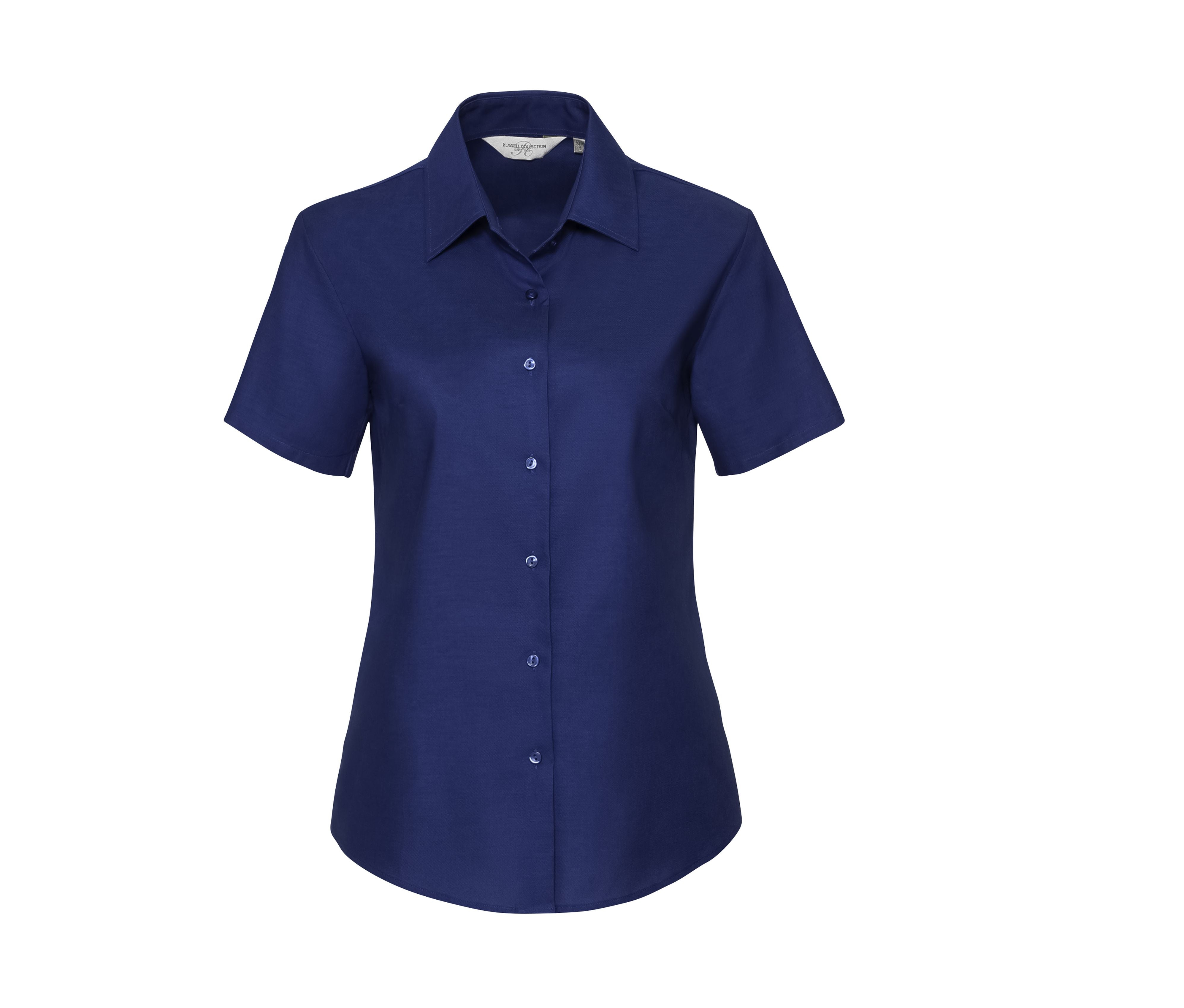 Camisa Oxford Entallada de Manga Corta para Mujer. - Russell Athletic JZ33F