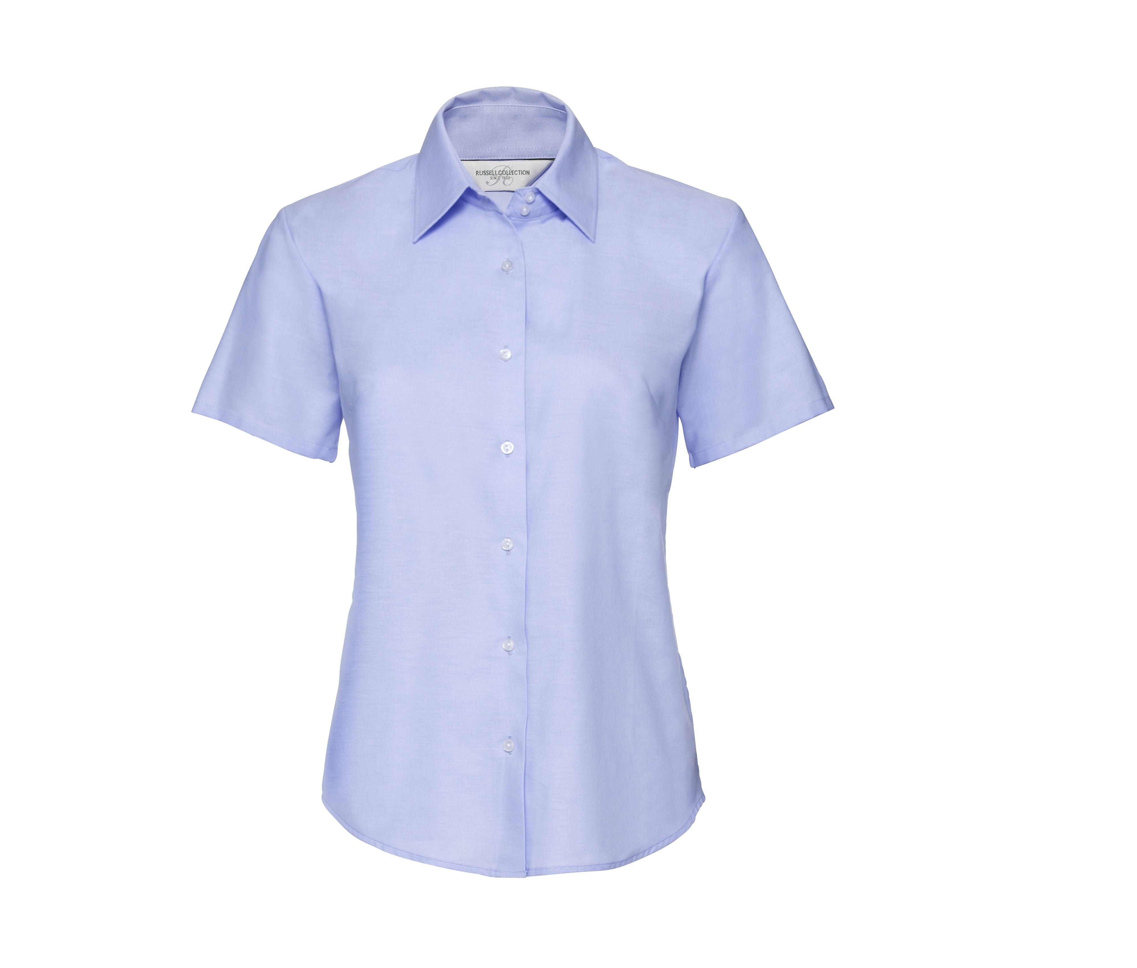 Camisa Oxford Entallada de Manga Corta para Mujer. - Russell Athletic JZ33F