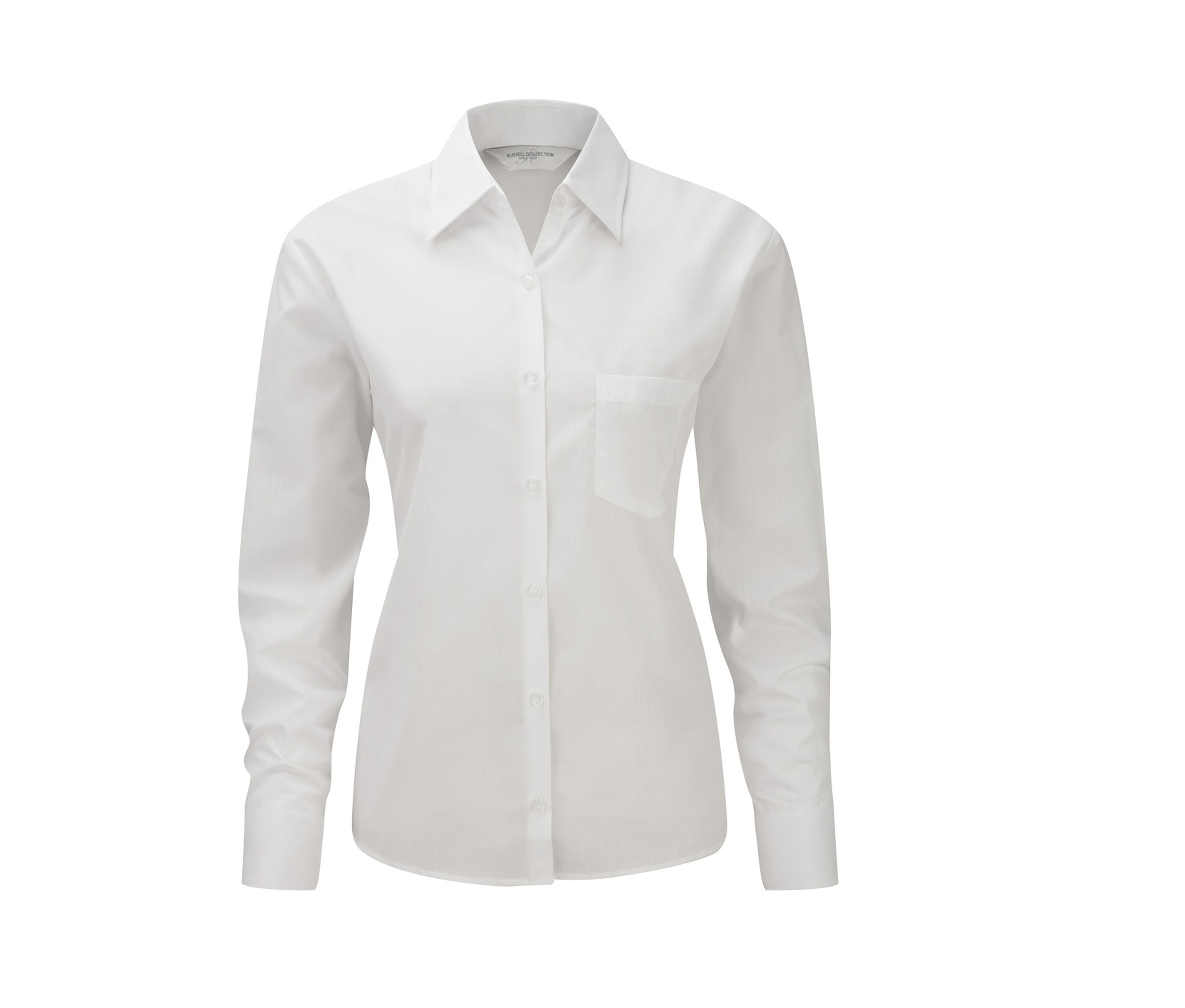 Camisa Clásica de Manga Larga para Mujer, de Popelín de Poliéster y Algodón. - Russell Athletic JZ34F
