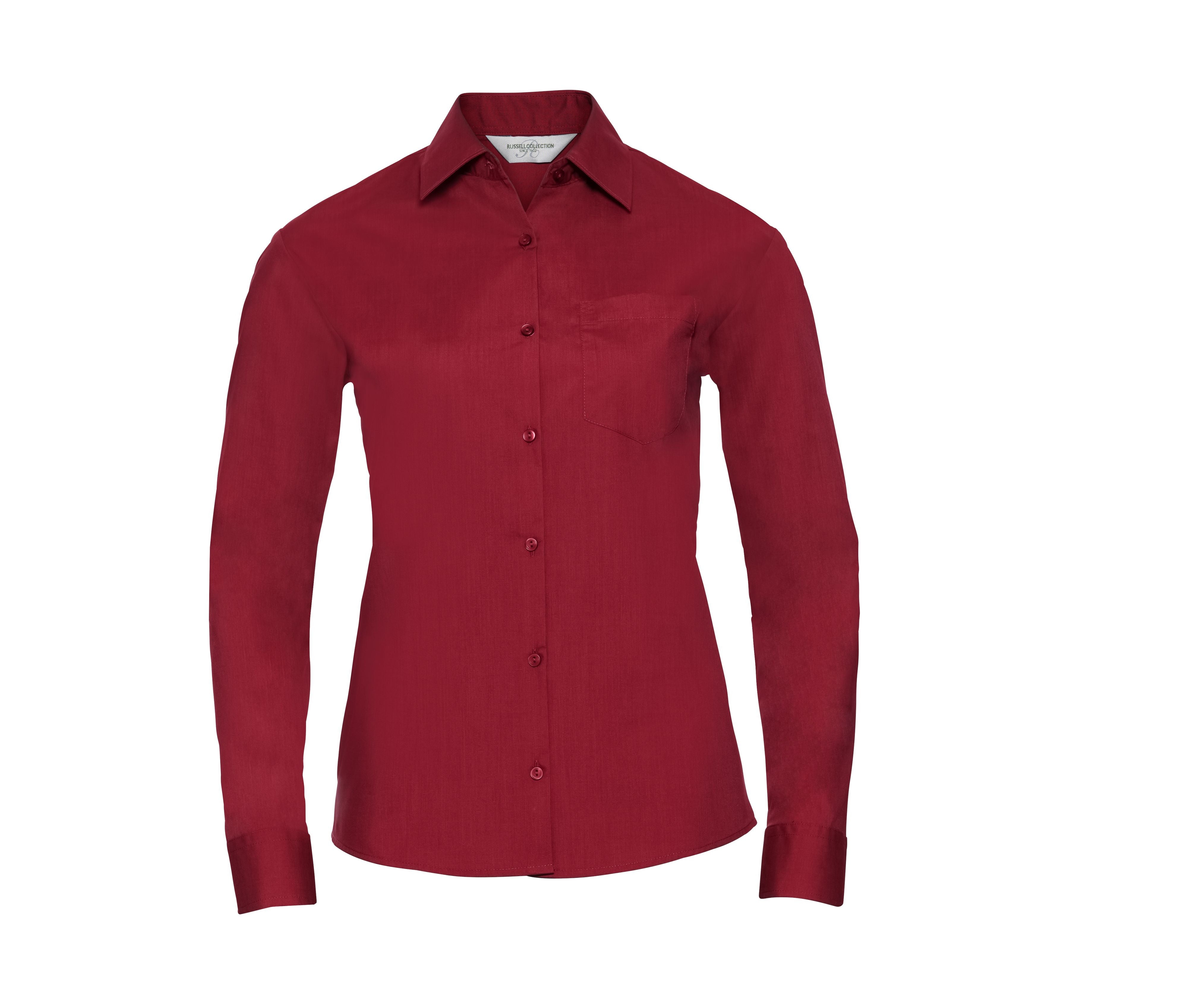 Camisa Clásica de Manga Larga para Mujer, de Popelín de Poliéster y Algodón. - Russell Athletic JZ34F