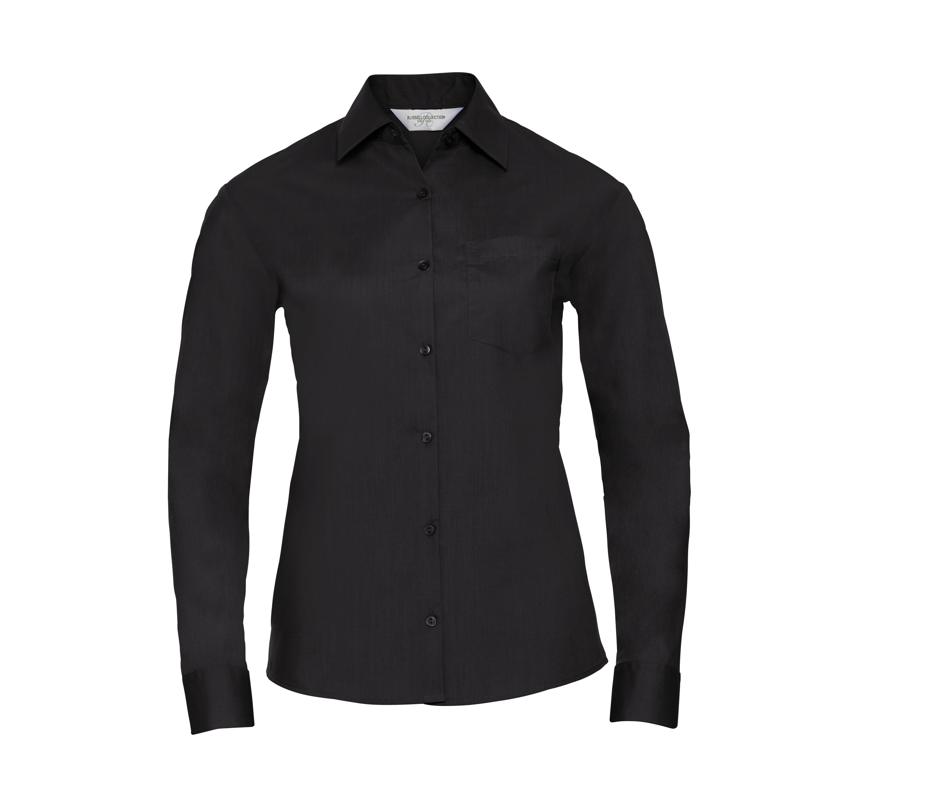 Camisa Clásica de Manga Larga para Mujer, de Popelín de Poliéster y Algodón. - Russell Athletic JZ34F