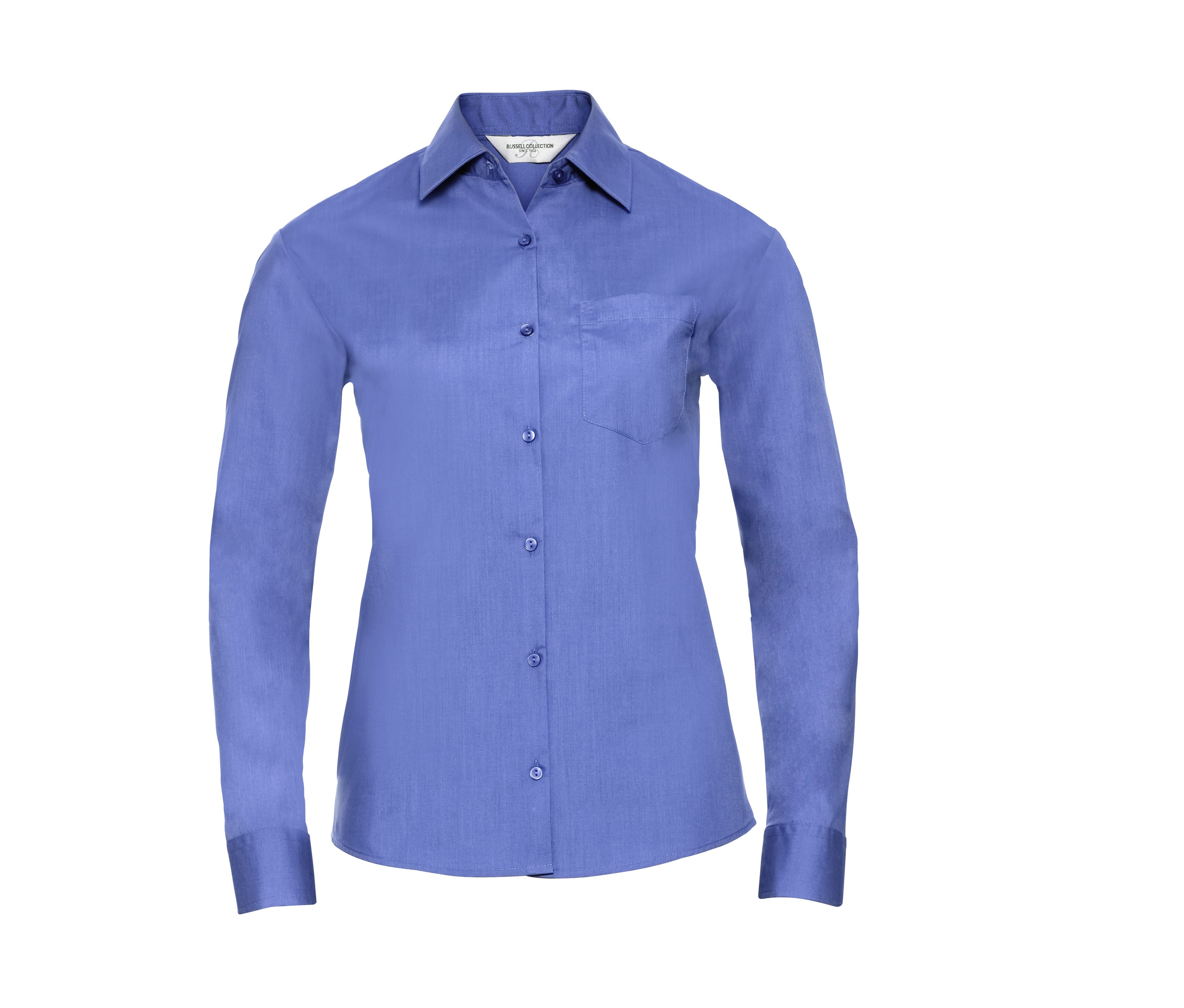 Camisa Clásica de Manga Larga para Mujer, de Popelín de Poliéster y Algodón. - Russell Athletic JZ34F