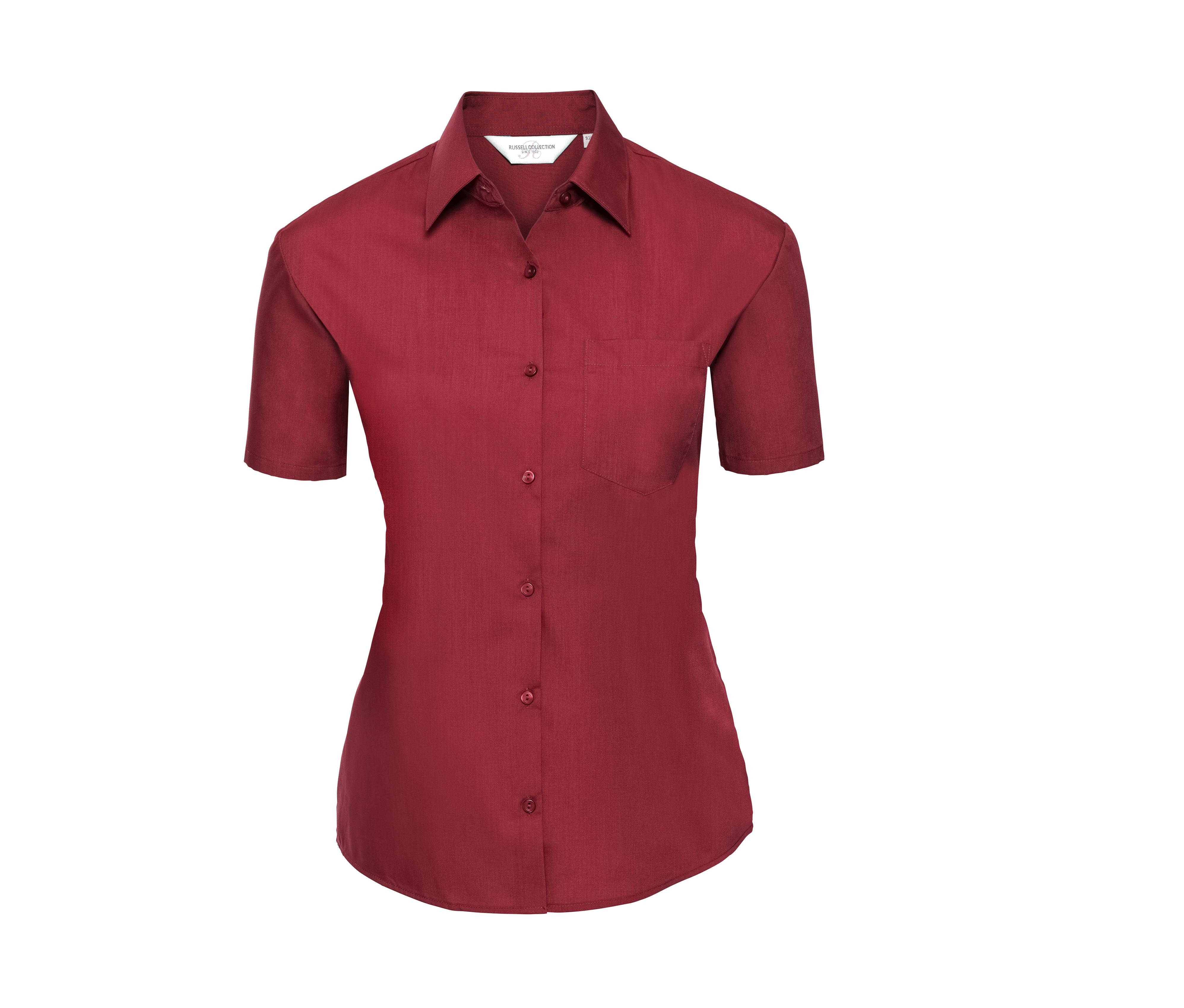 Camisa Clásica de Manga Corta para Mujer, de Popelín de Poliéster y Algodón. - Russell Athletic JZ35F