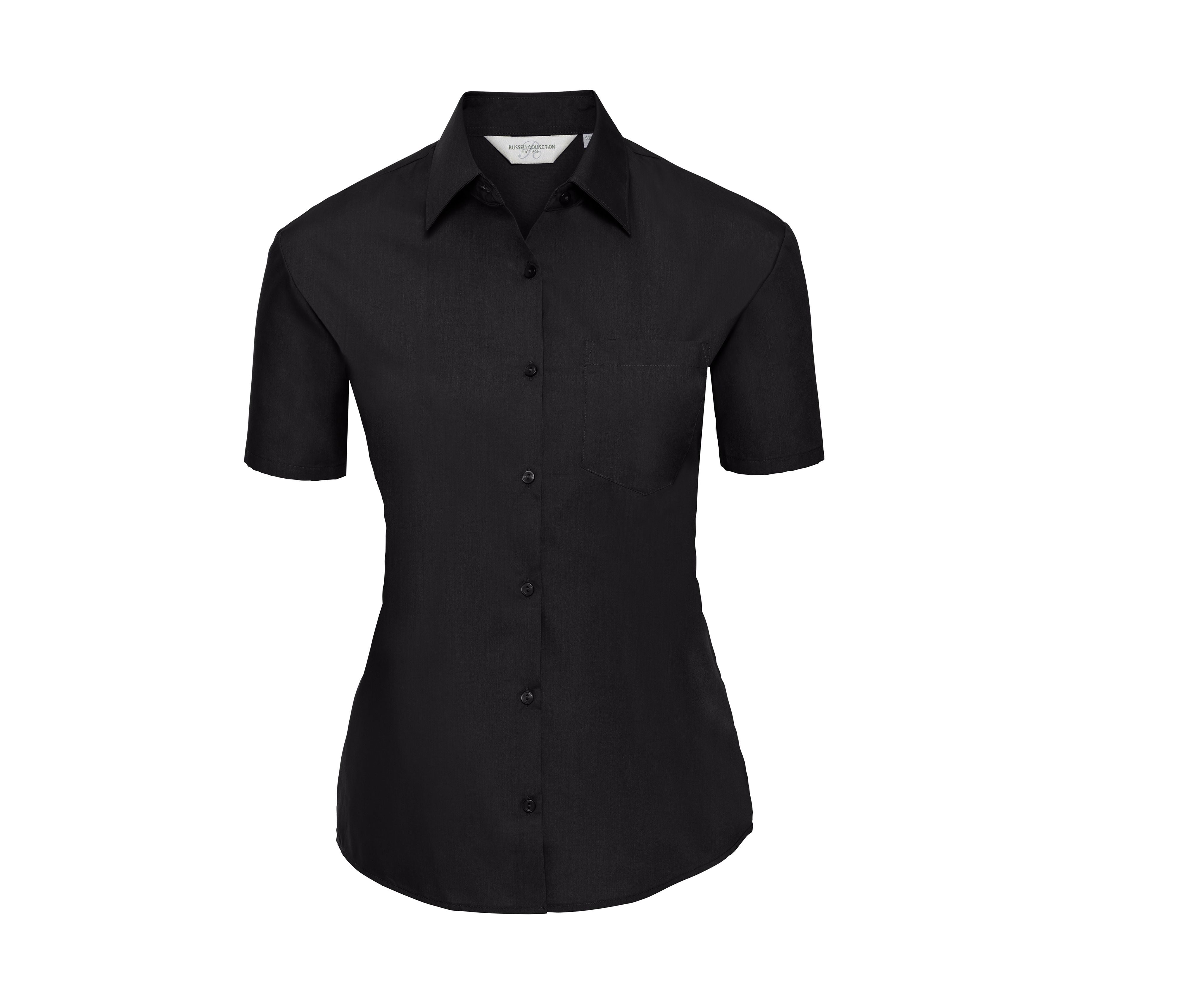 Camisa Clásica de Manga Corta para Mujer, de Popelín de Poliéster y Algodón. - Russell Athletic JZ35F