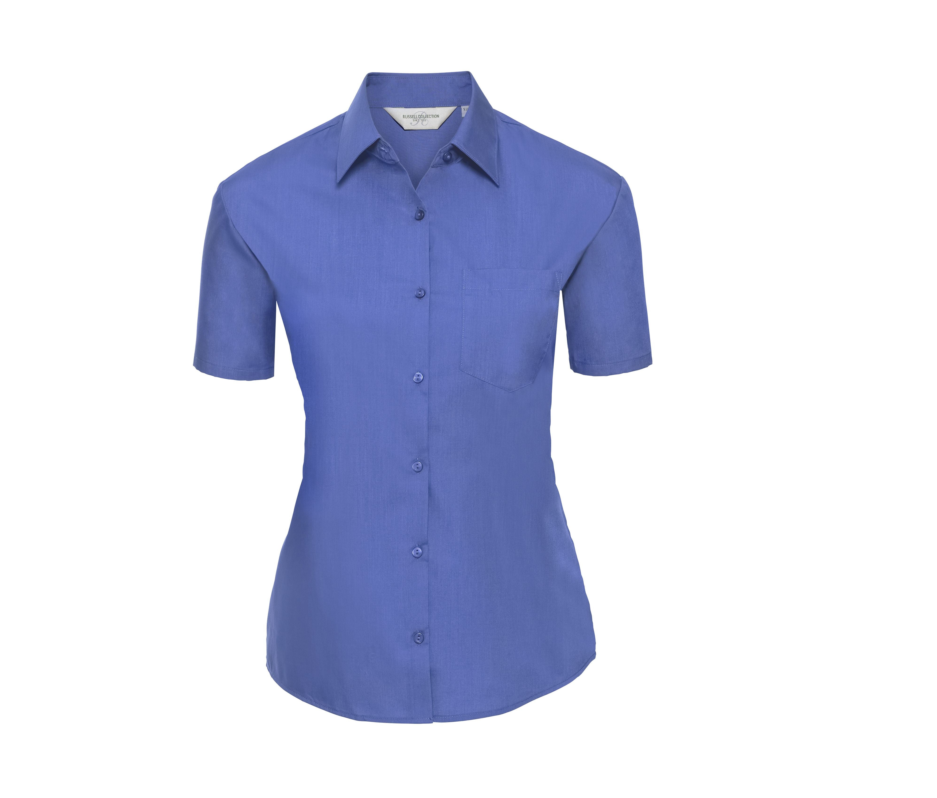 Camisa Clásica de Manga Corta para Mujer, de Popelín de Poliéster y Algodón. - Russell Athletic JZ35F