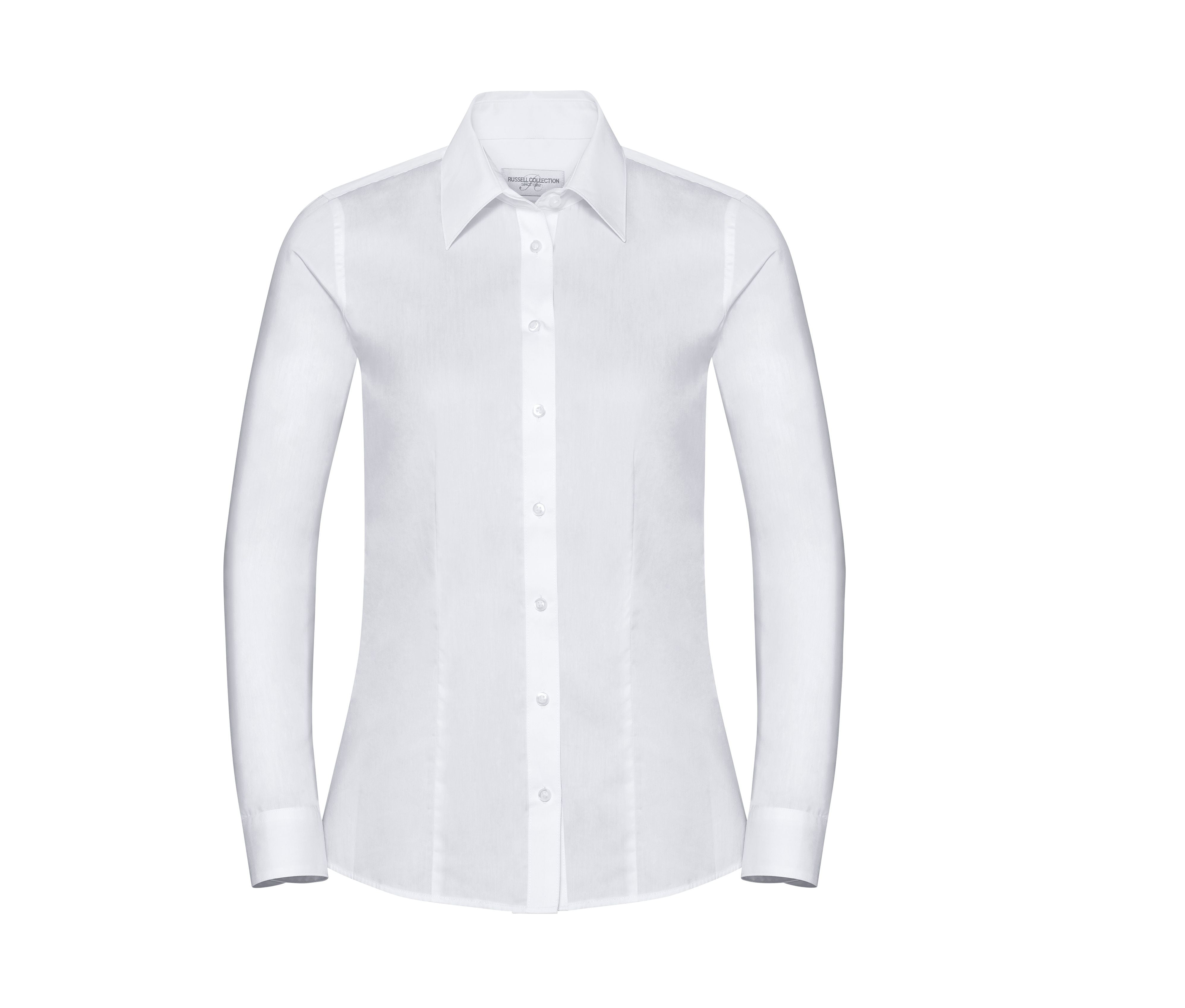 Camisa Entallada de Manga Larga para Mujer, de Tejido Sarga (herringbone). - Russell Athletic JZ62F