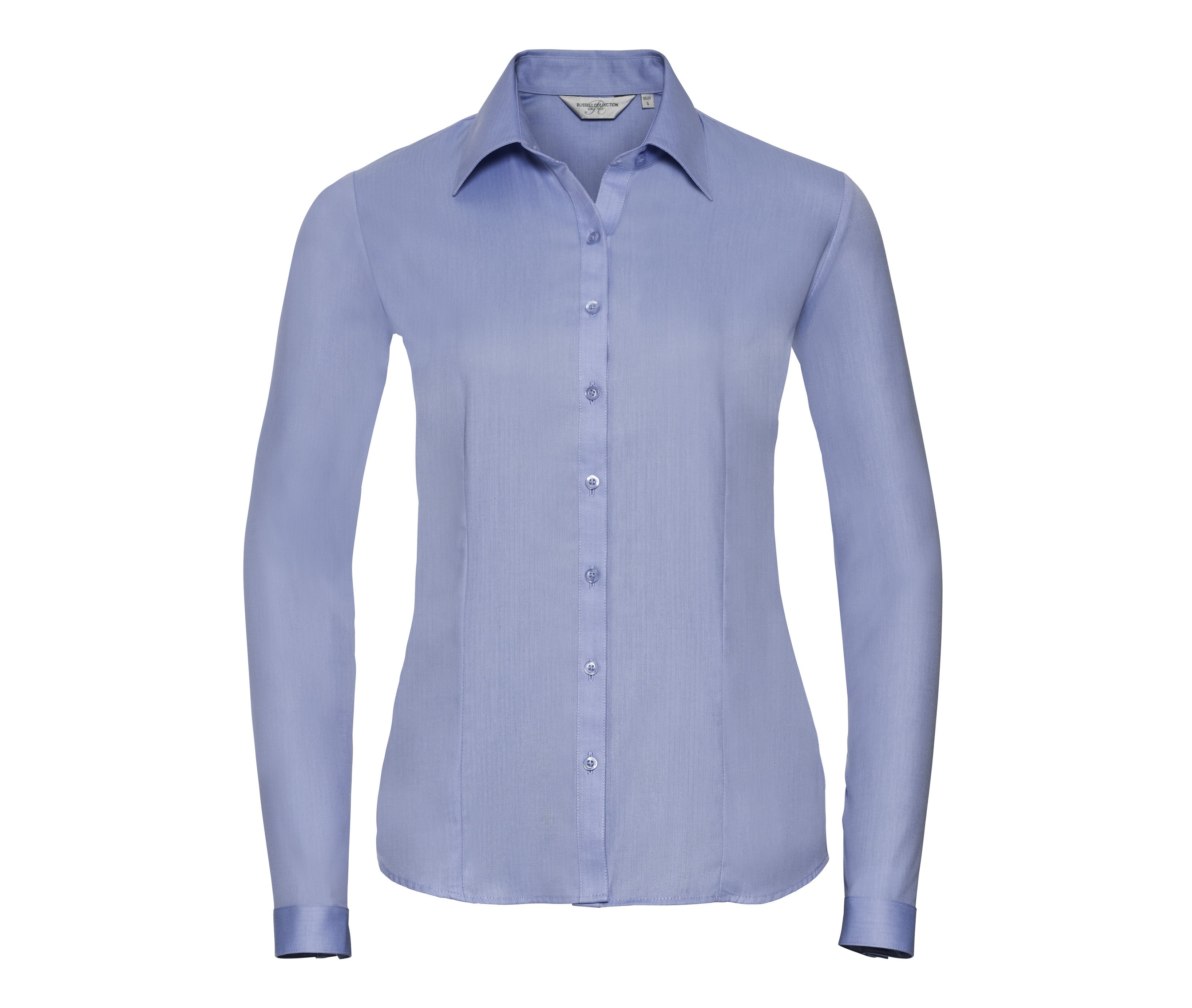 Camisa Entallada de Manga Larga para Mujer, de Tejido Sarga (herringbone). - Russell Athletic JZ62F