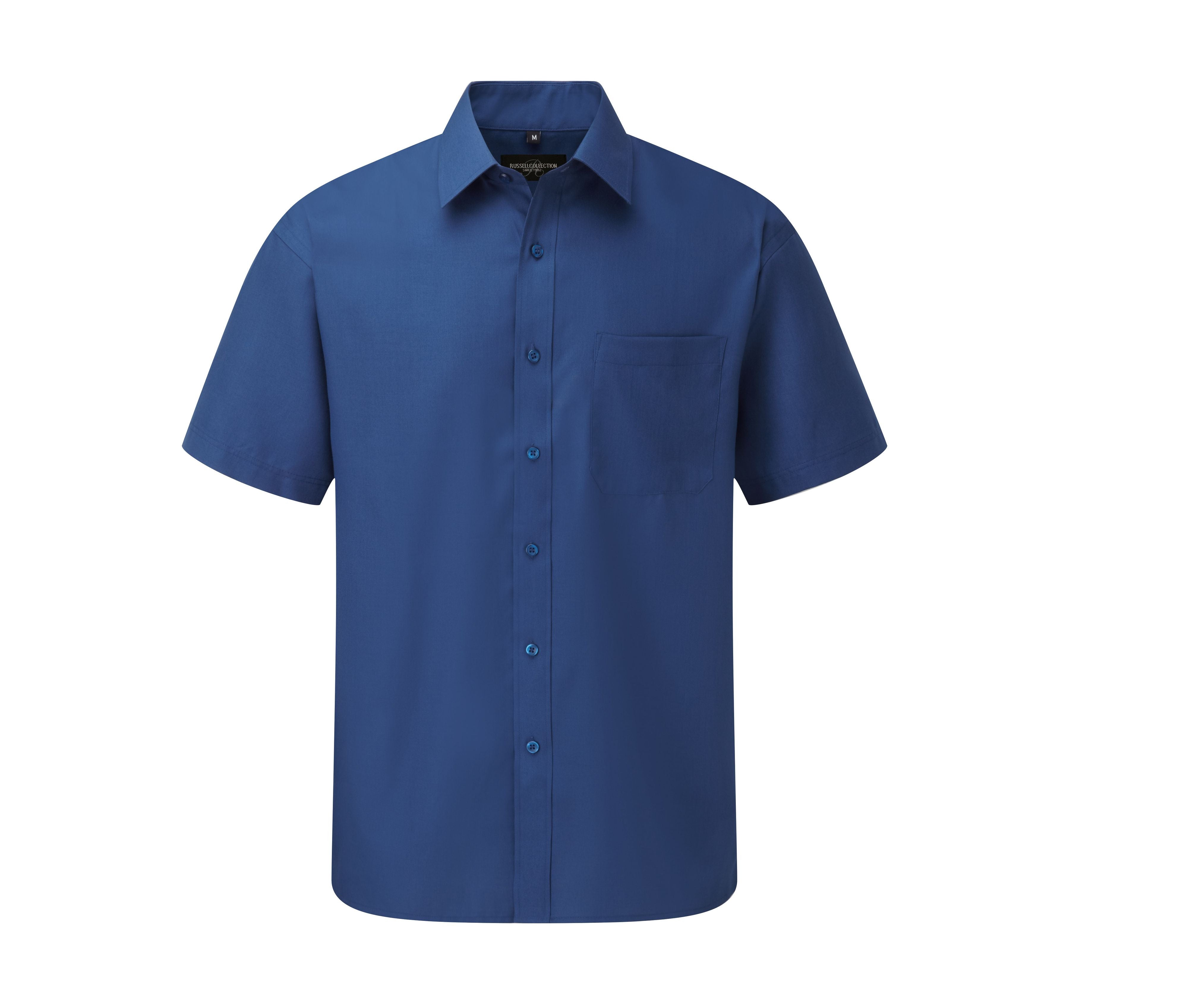 Camisa Clásica de Manga Corta para Hombre, de Popelín de Poliéster y Algodón. - Russell Athletic JZ935