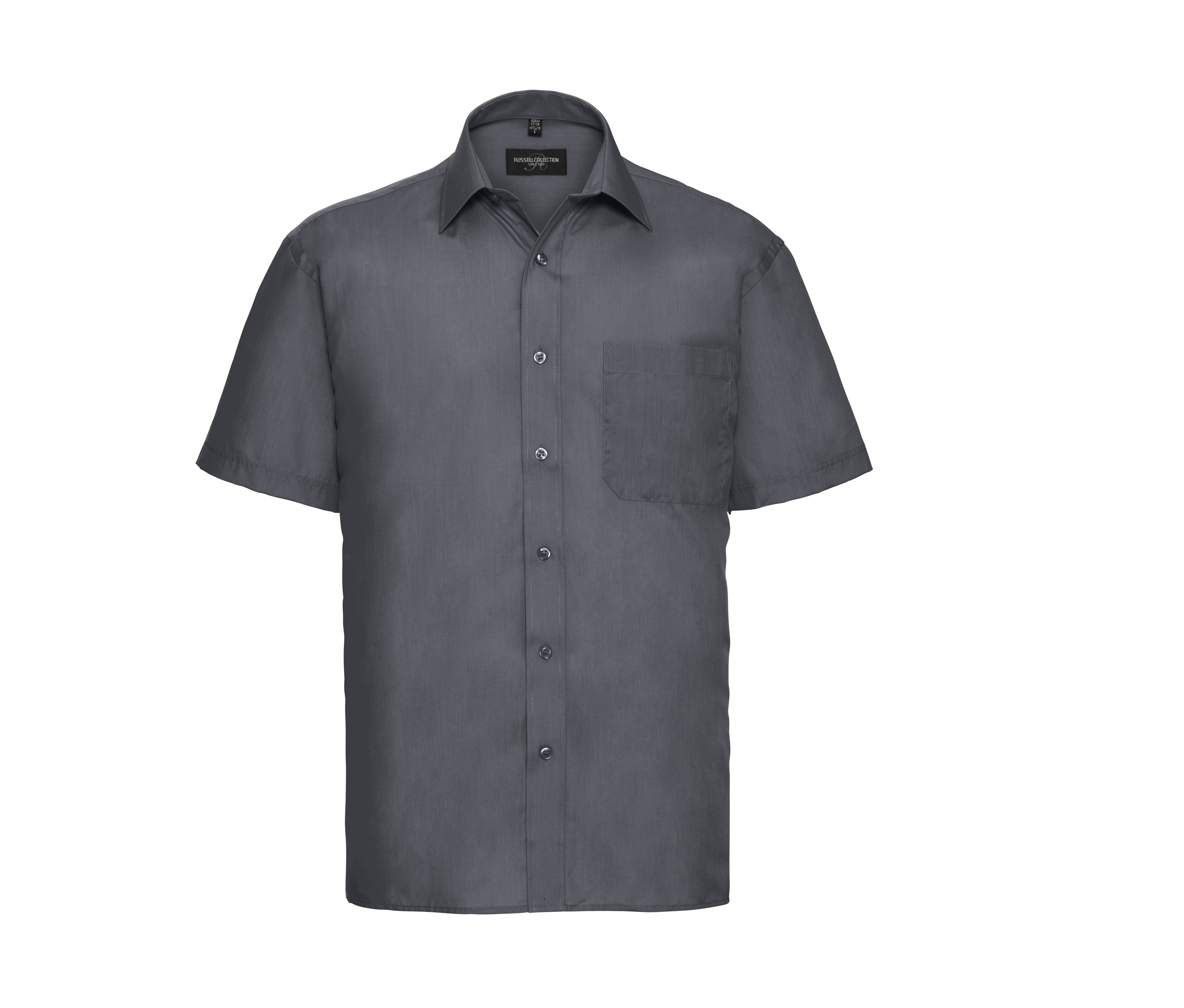 Camisa Clásica de Manga Corta para Hombre, de Popelín de Poliéster y Algodón. - Russell Athletic JZ935