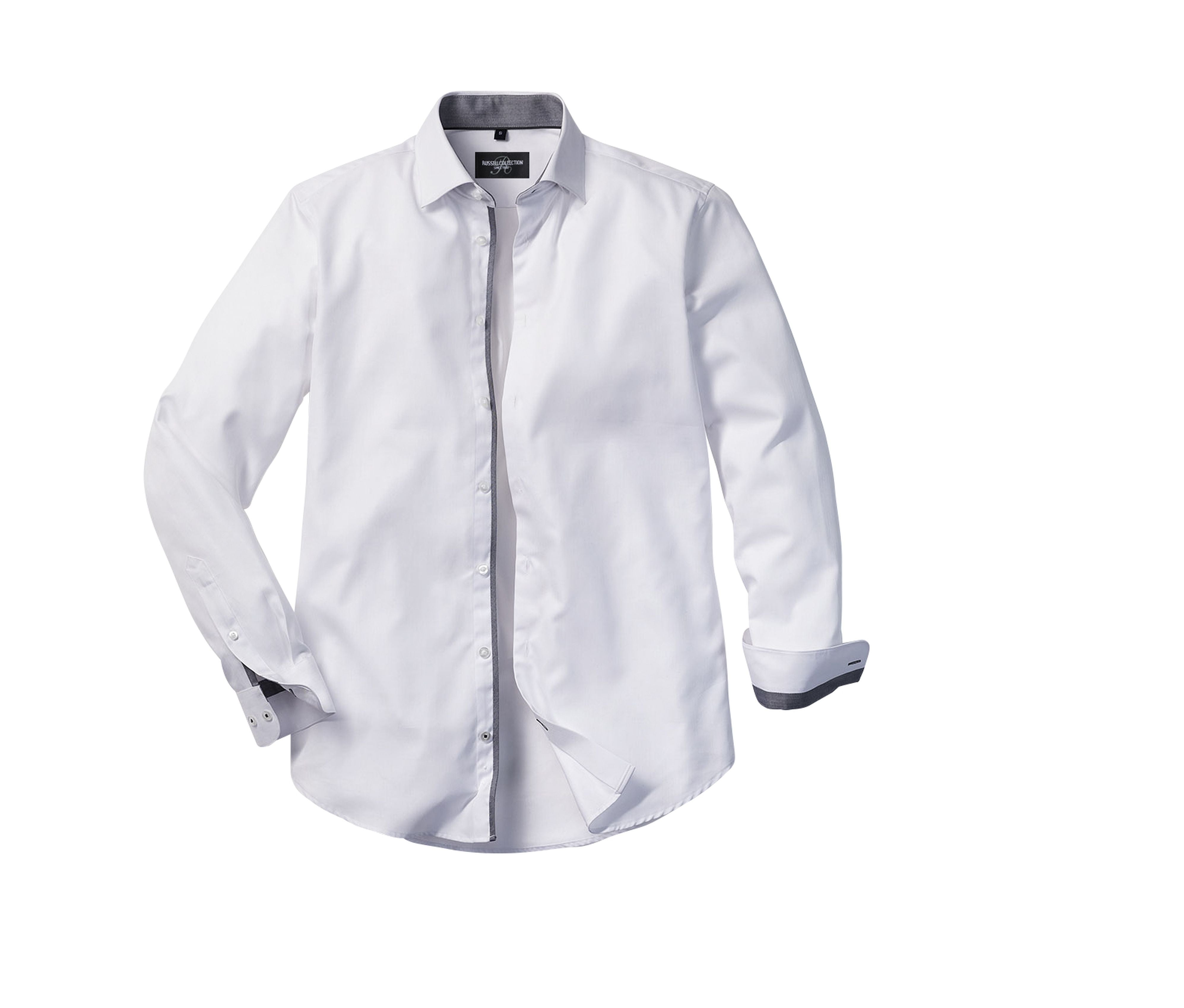 Camisa Entallada de Espiga con Contraste - Manga Larga. - Russell Athletic RU964M