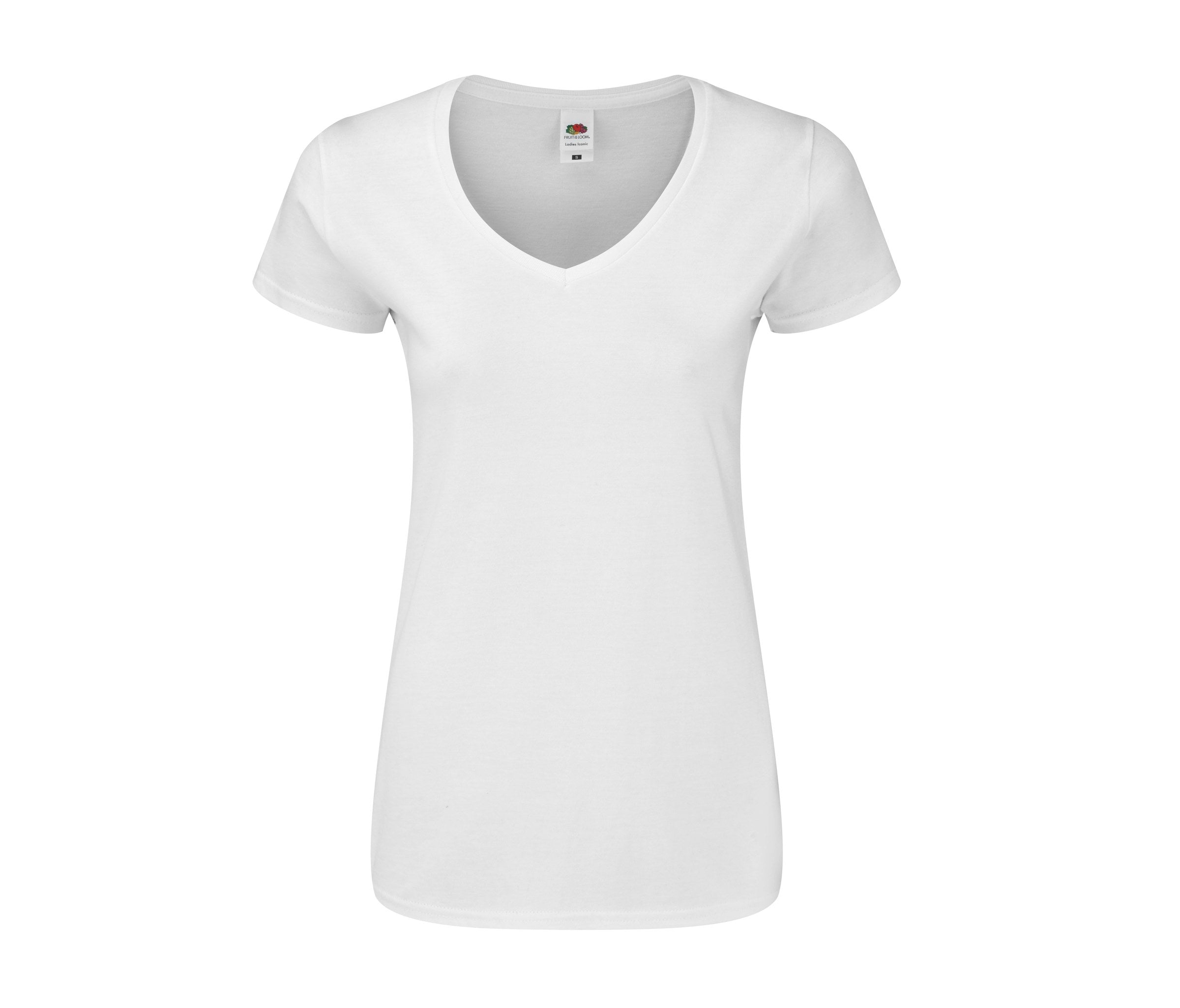 Camiseta Ladies Iconic 150 V-neck Fruit of the Loom SC155 en color blanco