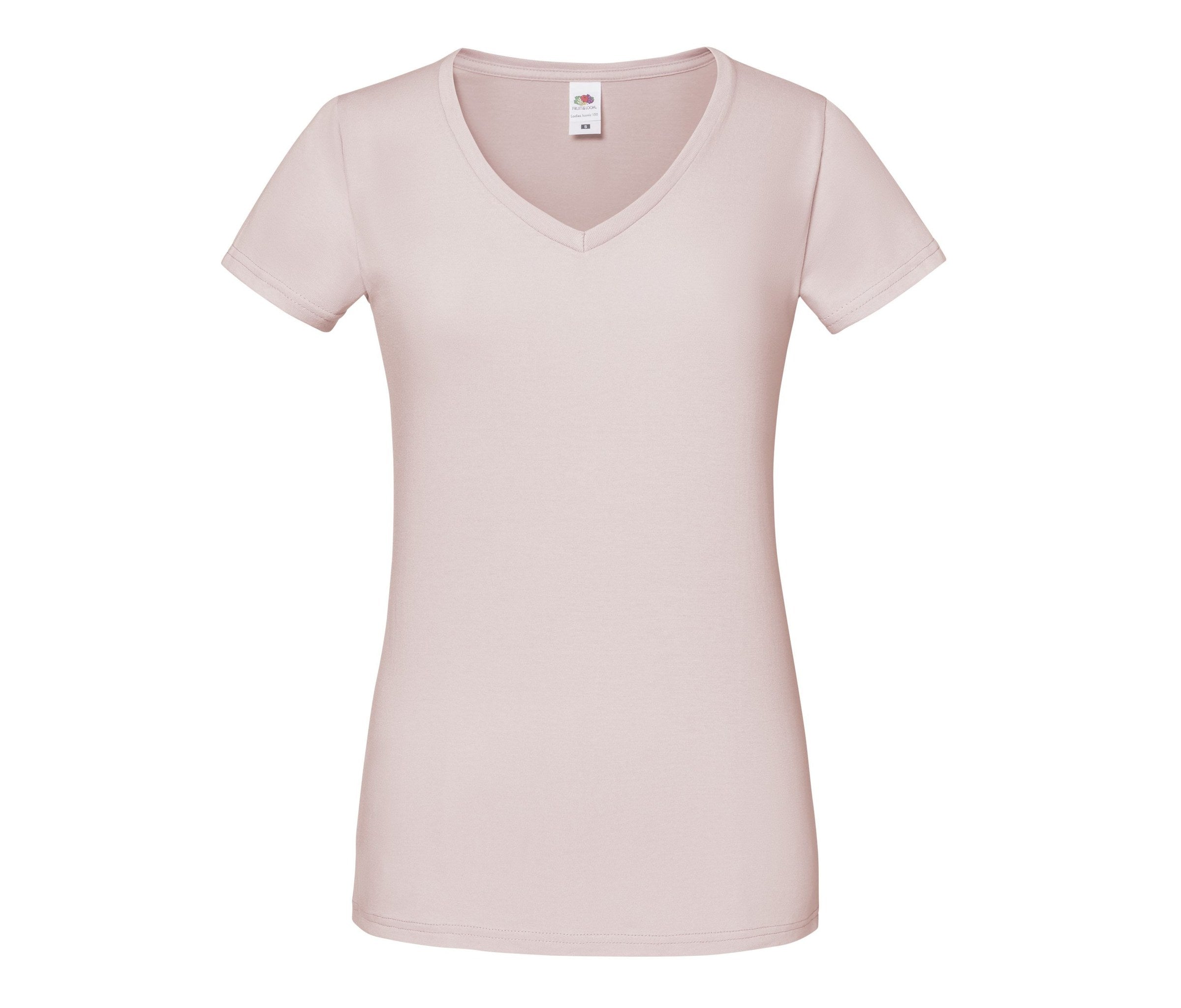 Camiseta Ladies Iconic 150 V-neck Fruit of the Loom SC155 en color powder rose
