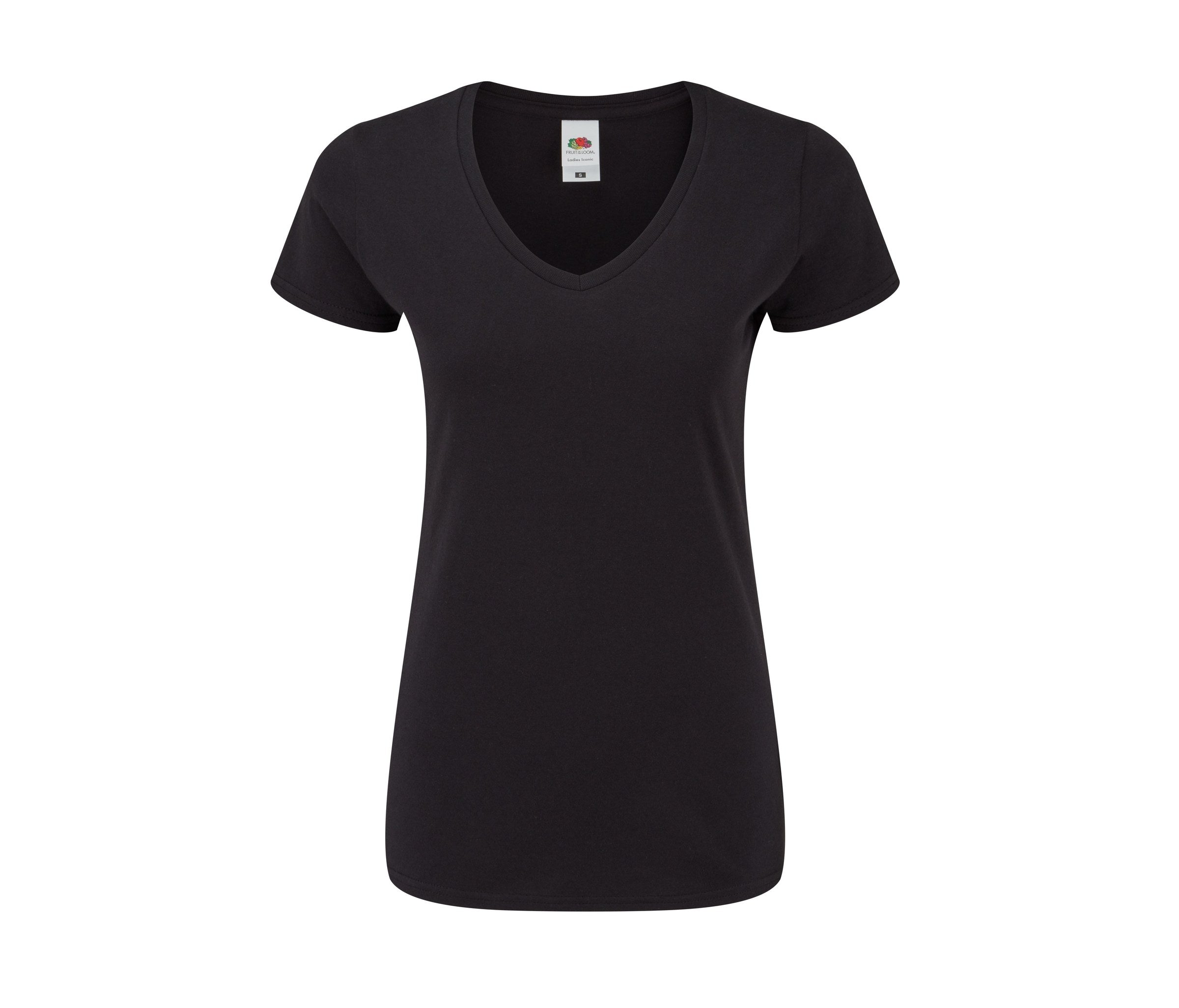 Camiseta Ladies Iconic 150 V-neck Fruit of the Loom SC155 en color negro