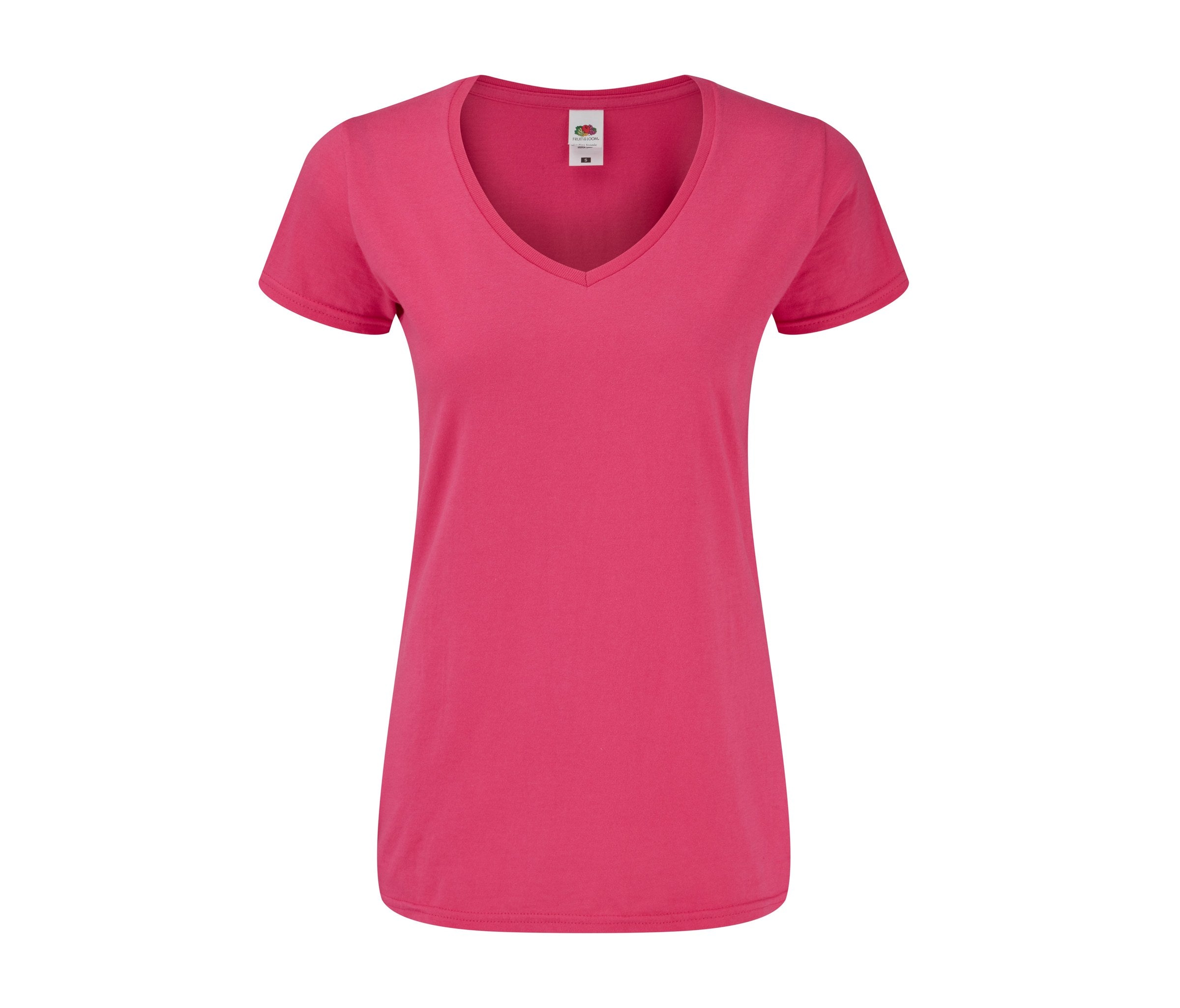 Camiseta Ladies Iconic 150 V-neck Fruit of the Loom SC155 en color fucsia