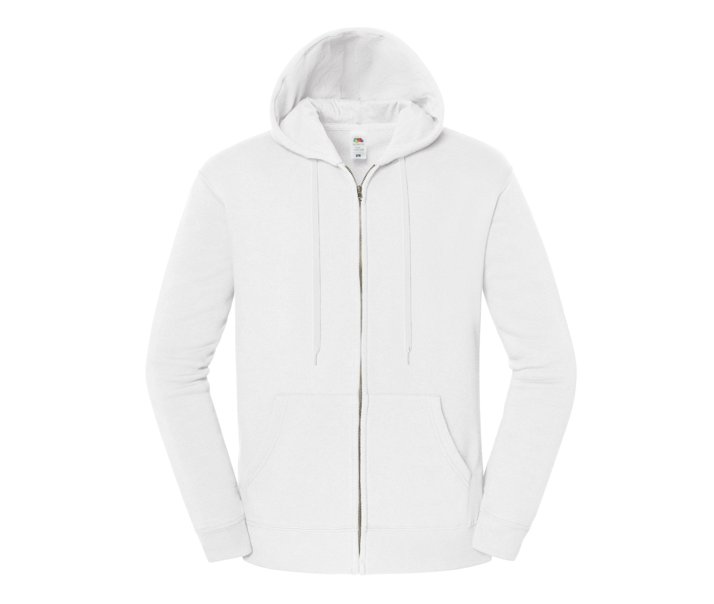 Sudadera Iconic Premium Hooded Sweat Jacket Fruit of the Loom SC2286 en color blanco