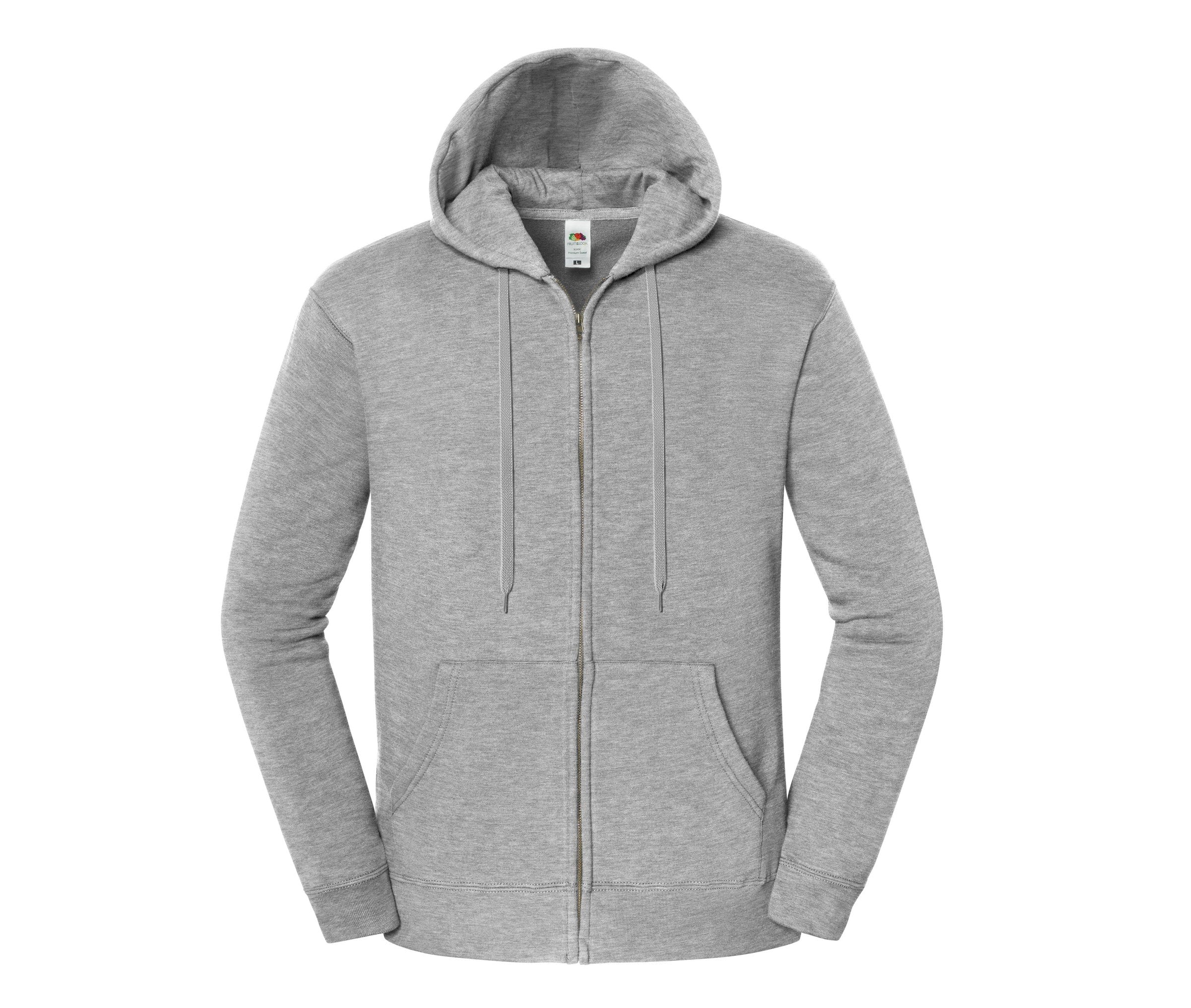 Sudadera Iconic Premium Hooded Sweat Jacket Fruit of the Loom SC2286 en color athletic heather