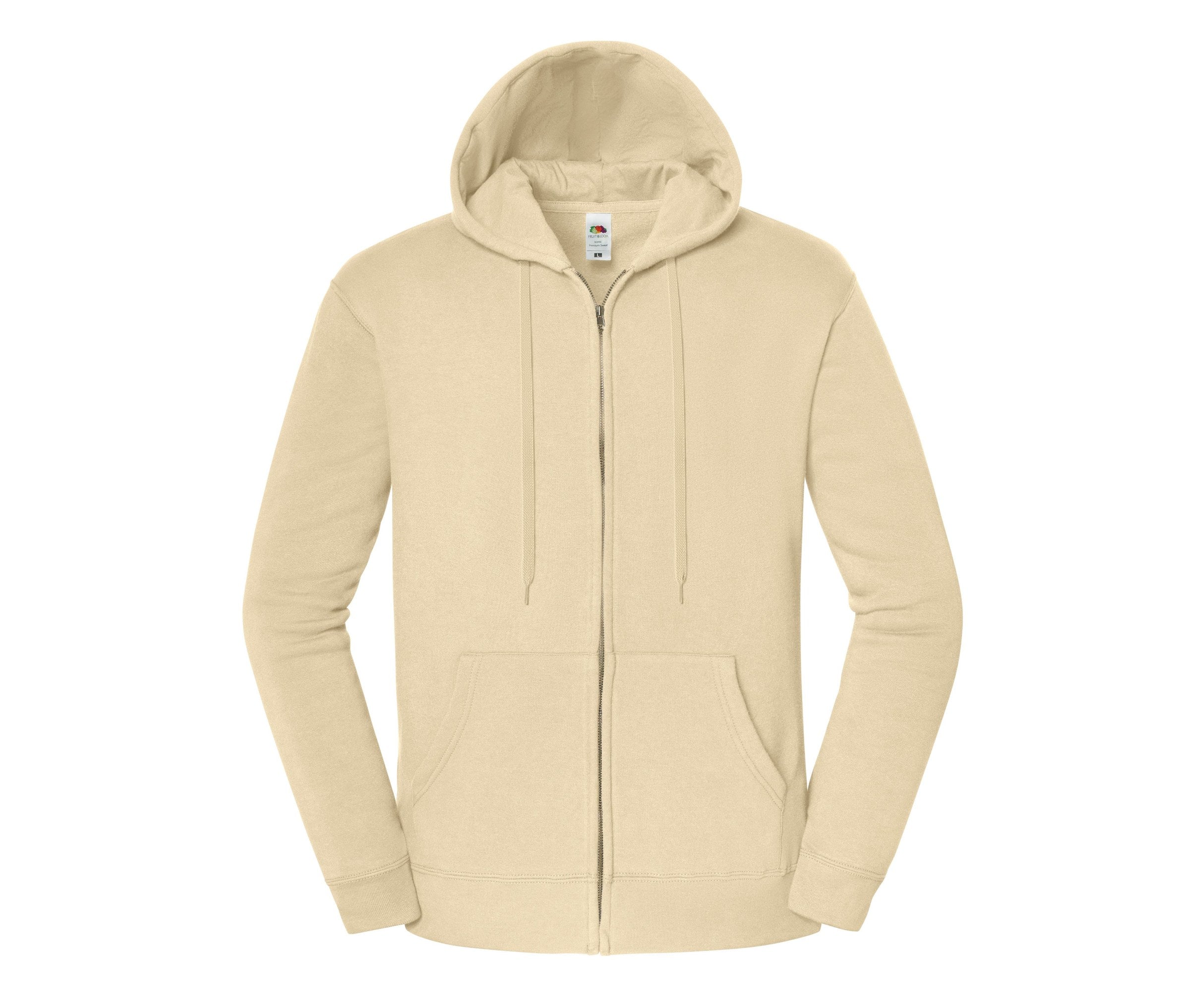 Sudadera Iconic Premium Hooded Sweat Jacket Fruit of the Loom SC2286 en color desert sand