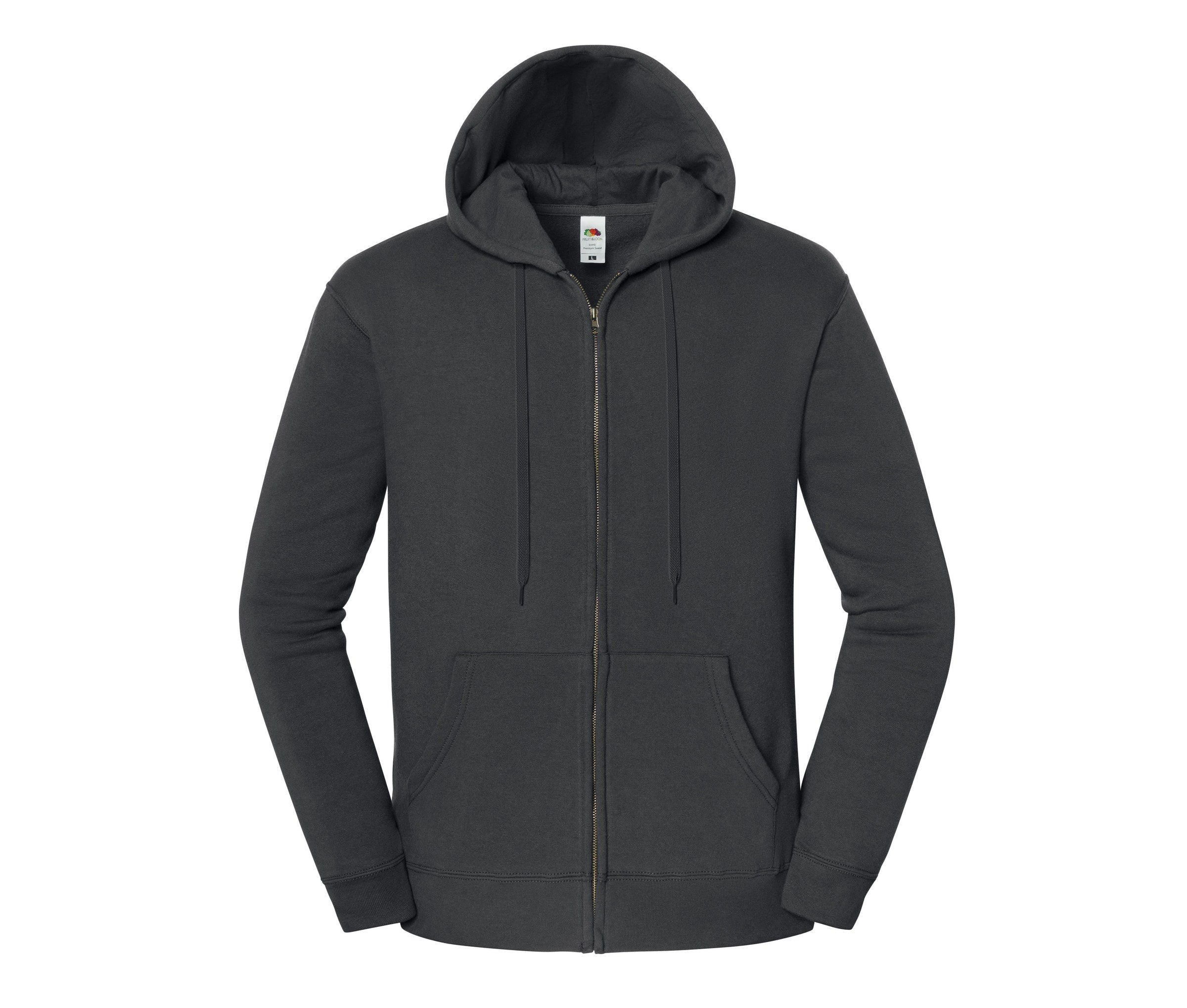 Sudadera Iconic Premium Hooded Sweat Jacket Fruit of the Loom SC2286 en color graphite grey