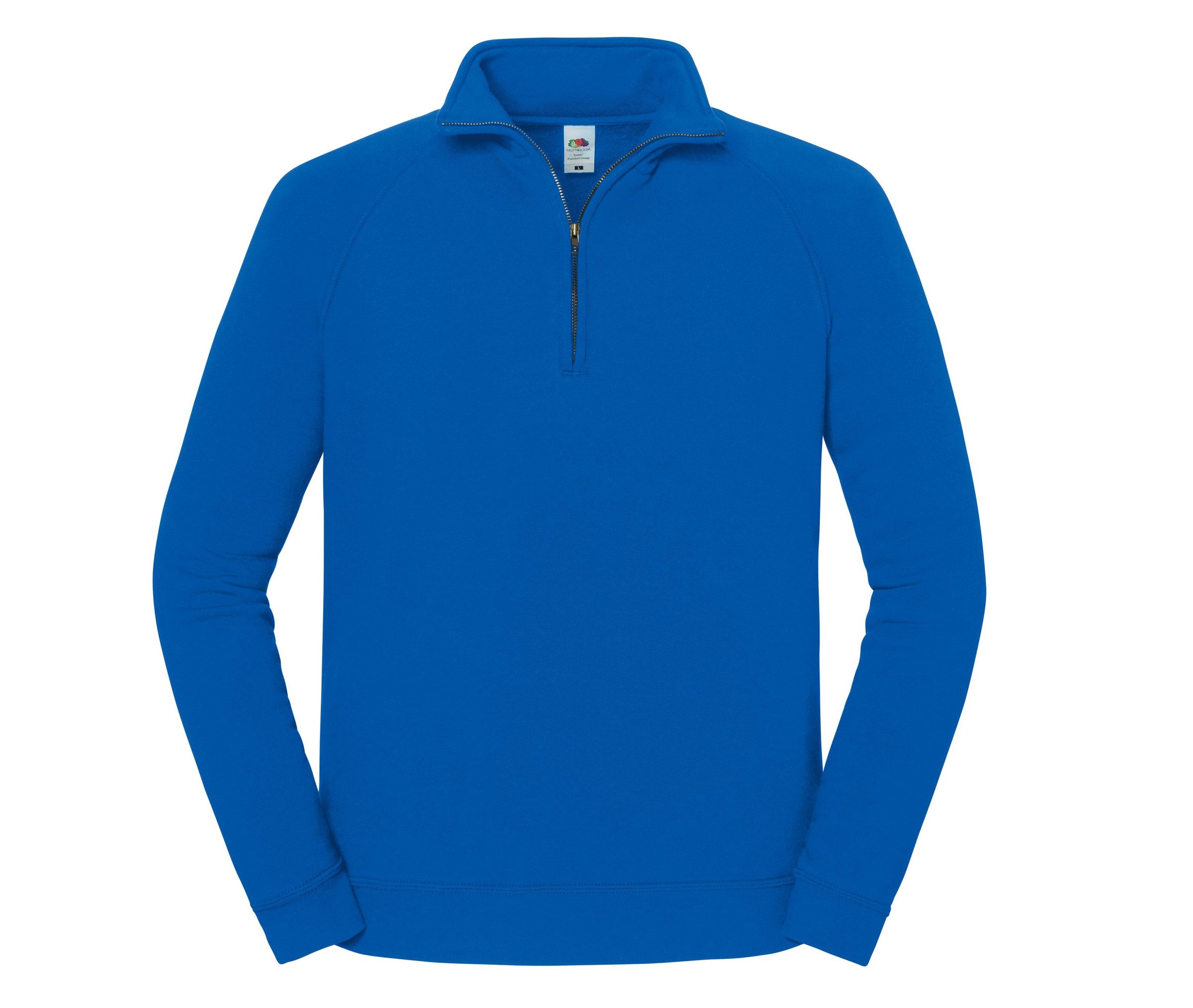 Sudadera Iconic Premium ZIP Neck Sweat Fruit of the Loom SC2288 en color azul real