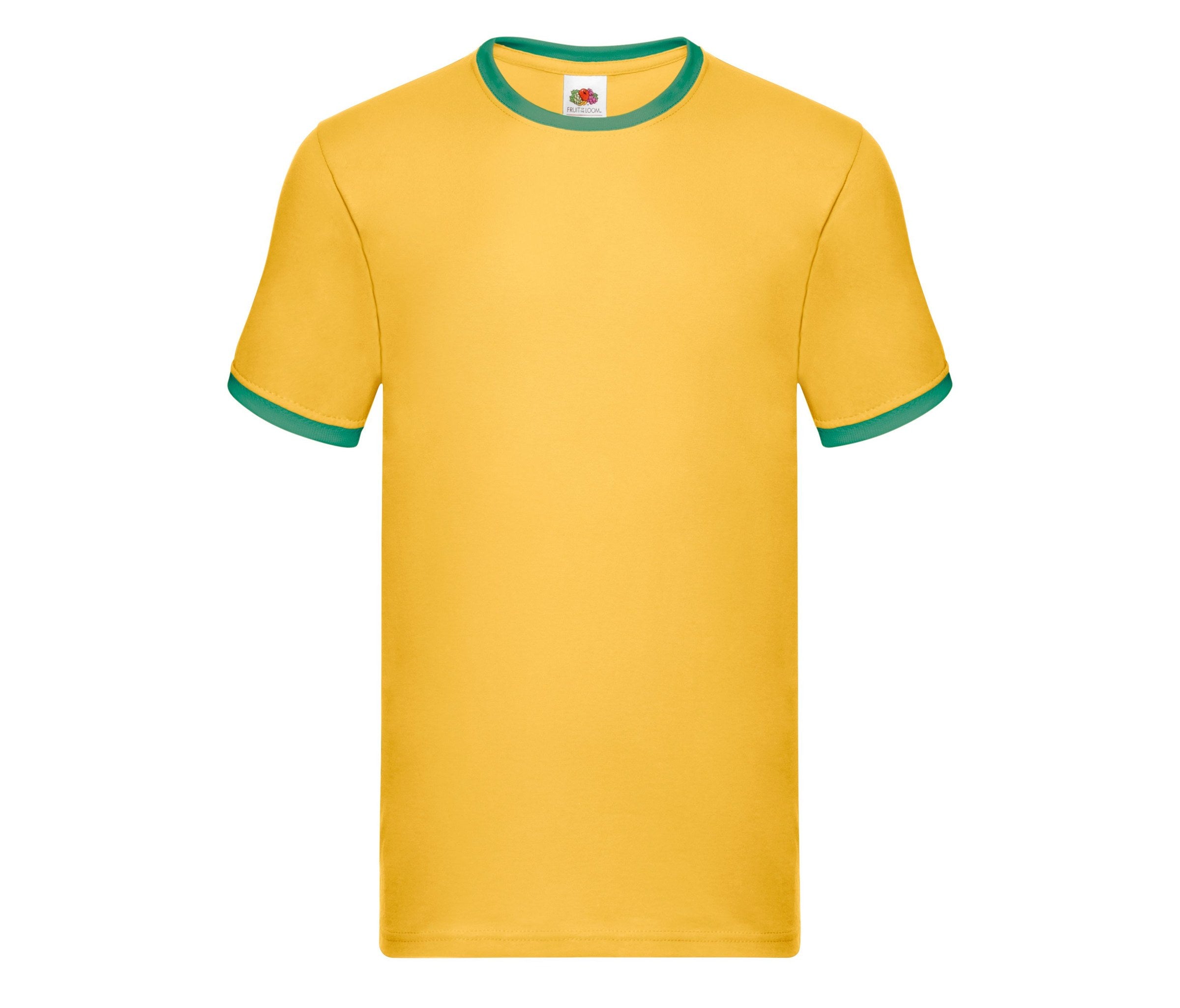 Camiseta Valueweight Ringer Fruit of the Loom SC245 en color sunflower/kelly green