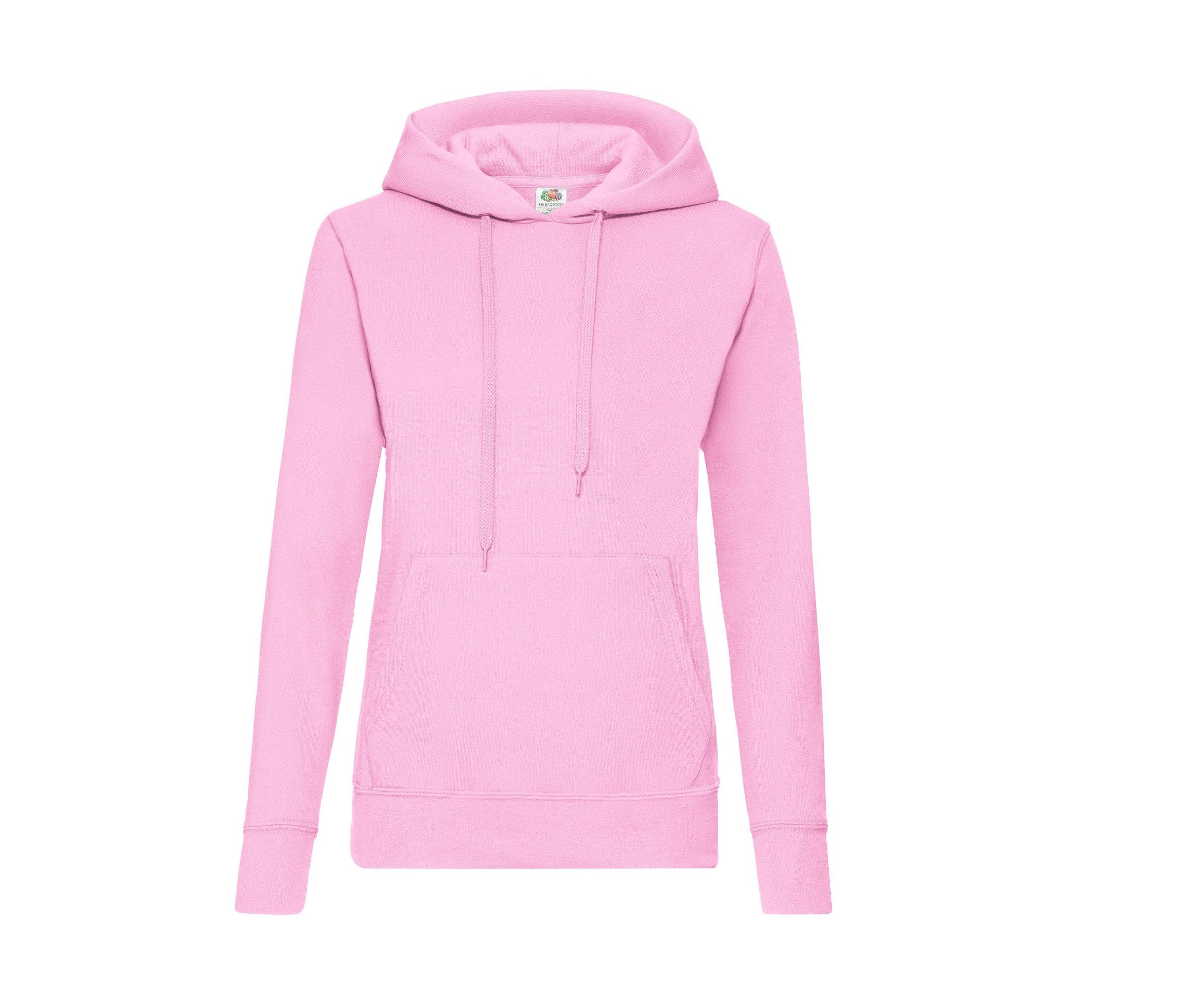 Sudadera Ladies Classic Hooded Sweat Fruit of the Loom SC269 en color rosa claro