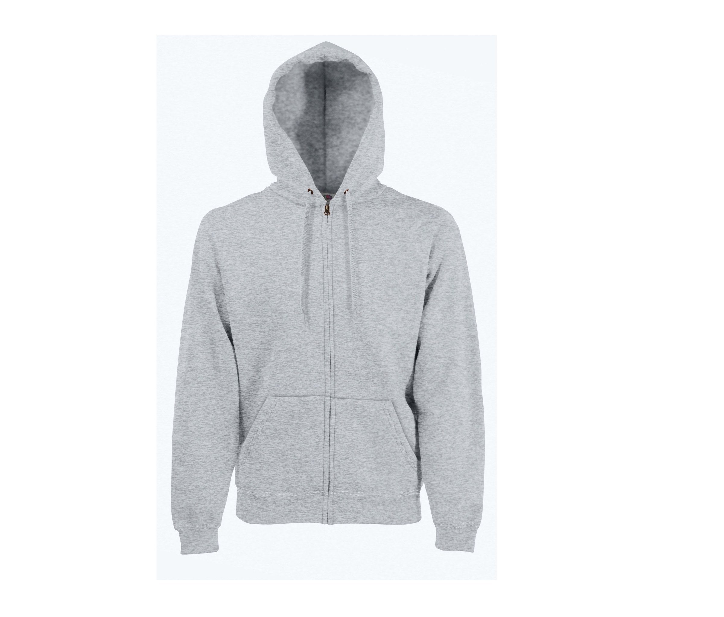 Sudadera Premium Hooded Sweat Jacket Fruit of the Loom SC274 en color gris jaspeado