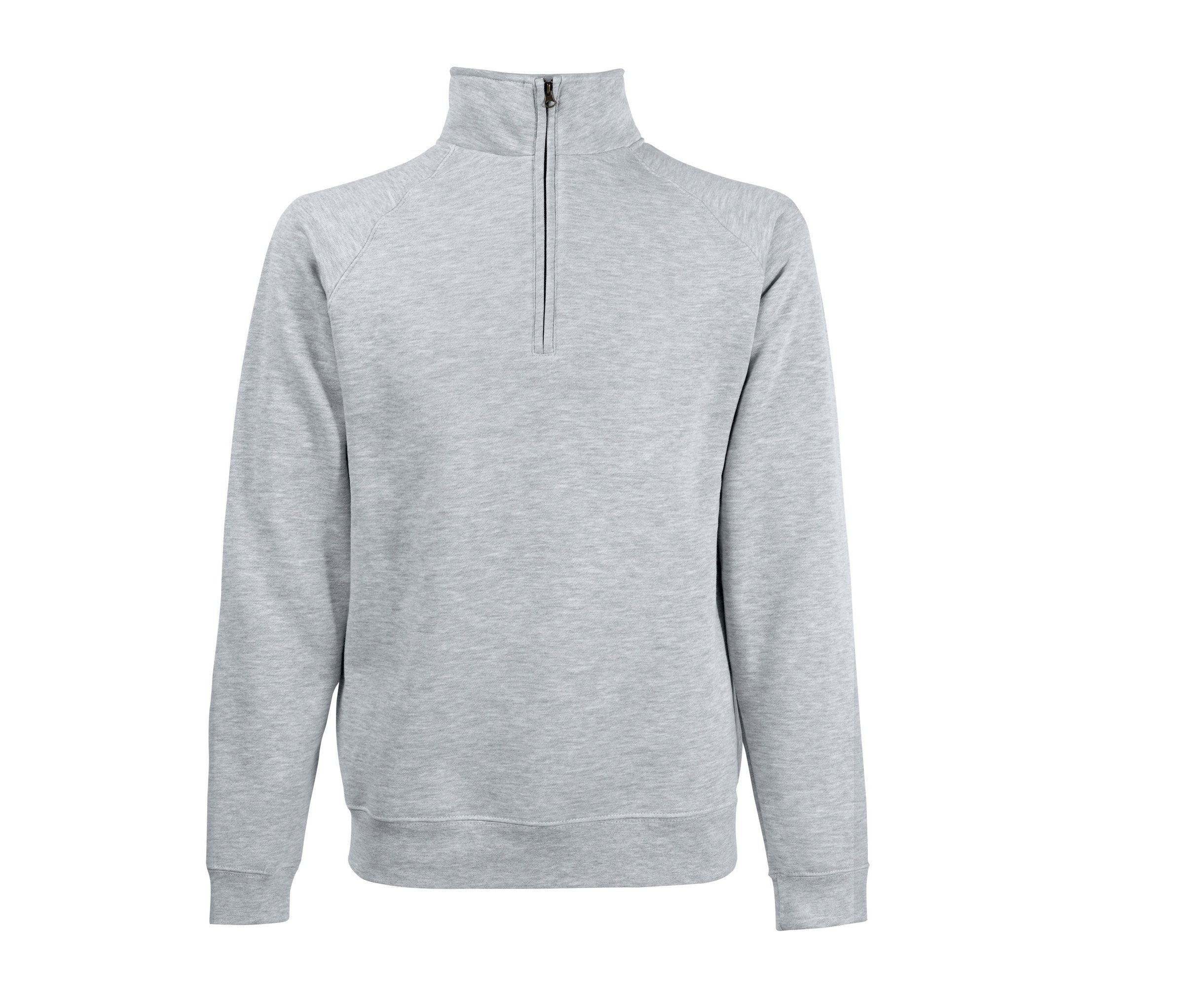 Sudadera Premium ZIP Neck Sweat Fruit of the Loom SC276 en color gris jaspeado