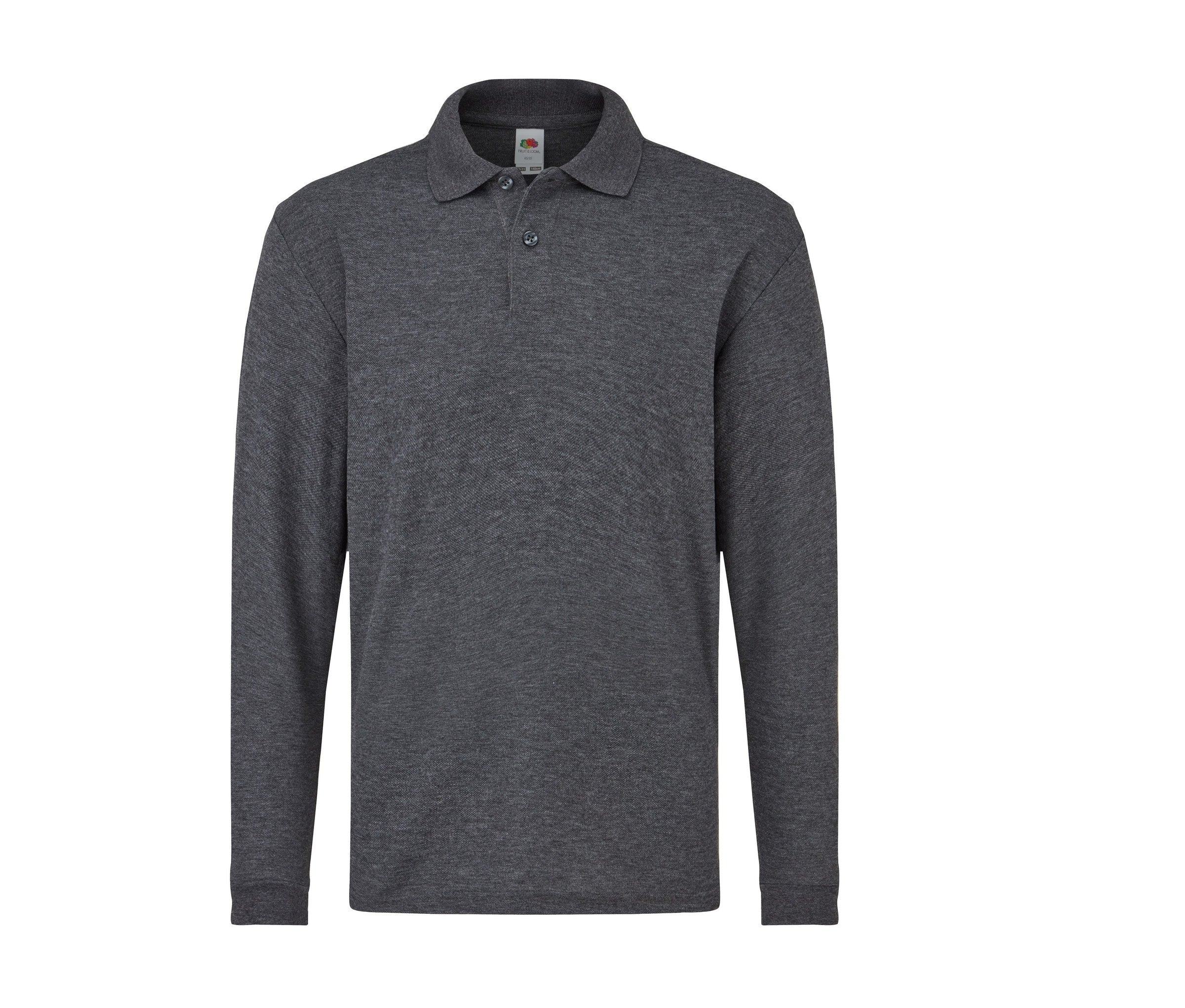 Polo Kids 65/35 Long Sleeve Polo Fruit of the Loom SC3201 en color gris jaspeado oscuro