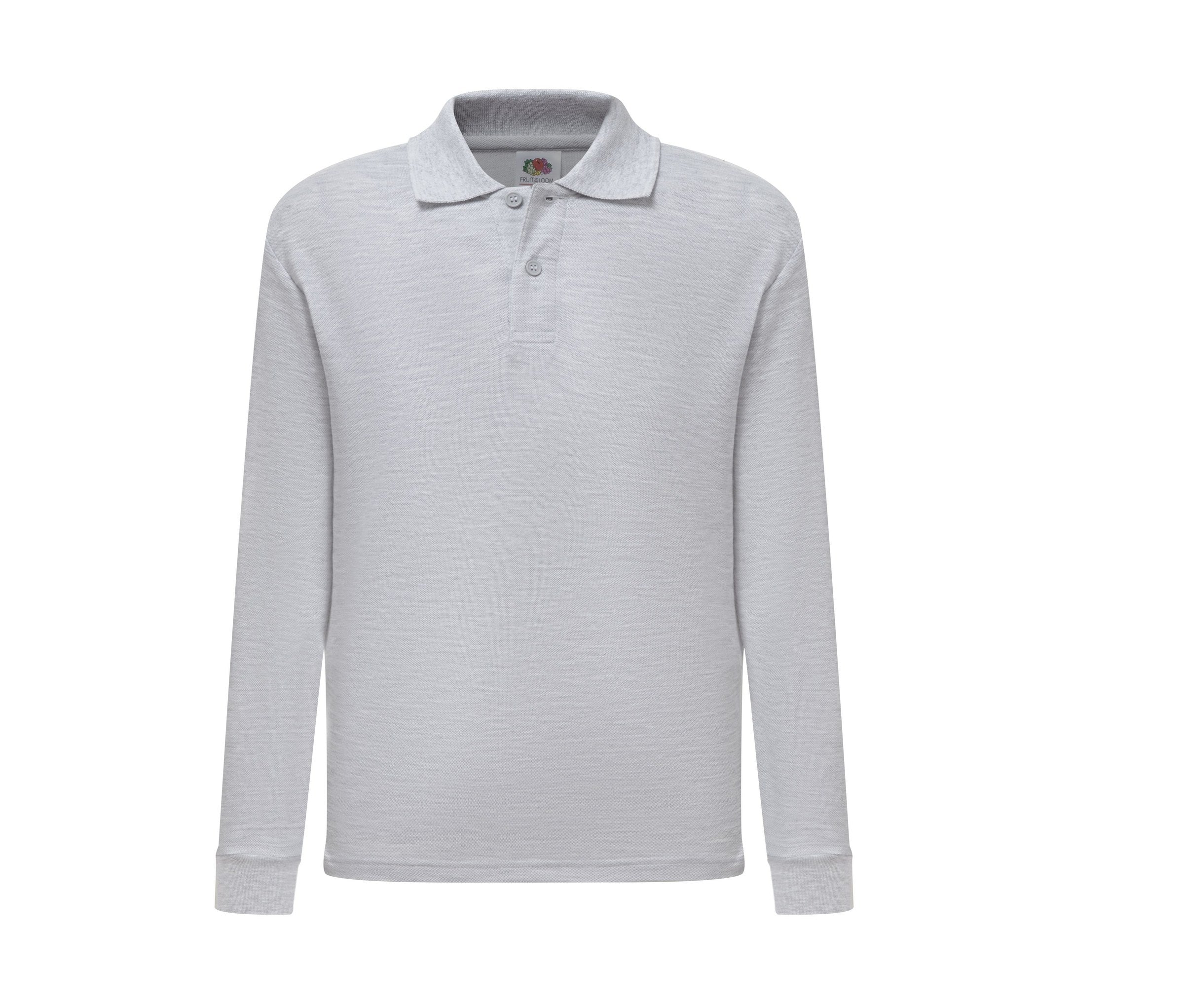 Polo Kids 65/35 Long Sleeve Polo Fruit of the Loom SC3201 en color gris jaspeado