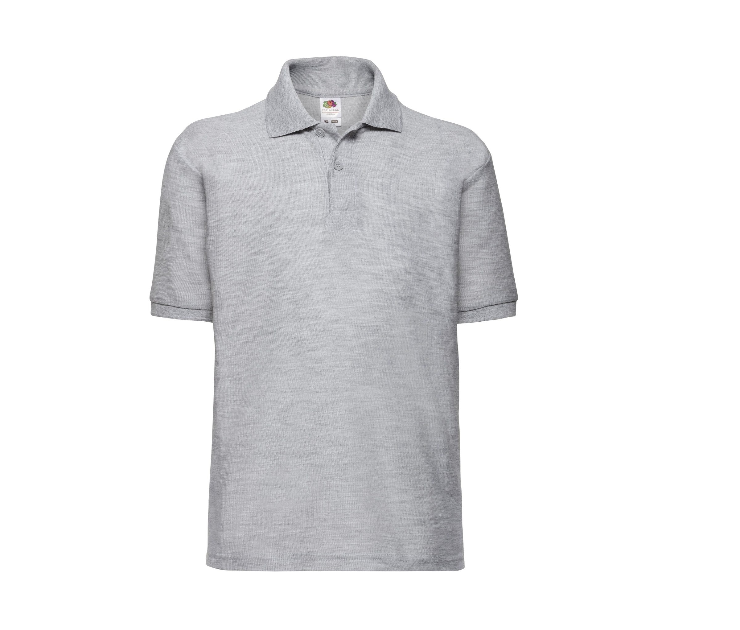 Polo Kids 65/35 Long Sleeve Polo Fruit of the Loom SC3417 en color gris jaspeado