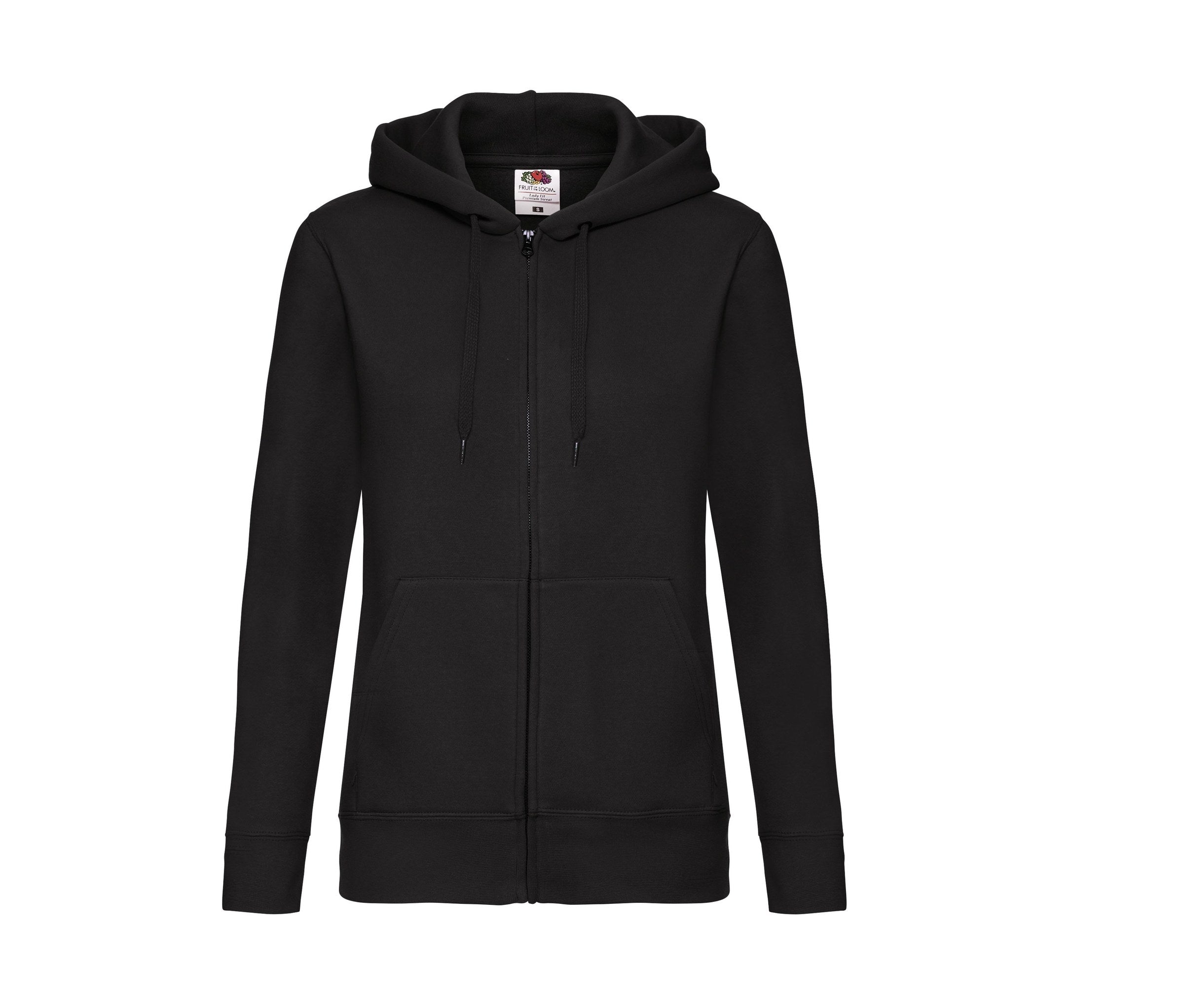 Sudadera Ladies Premium Hooded Sweat Jacket Fruit of the Loom SC375 en color negro