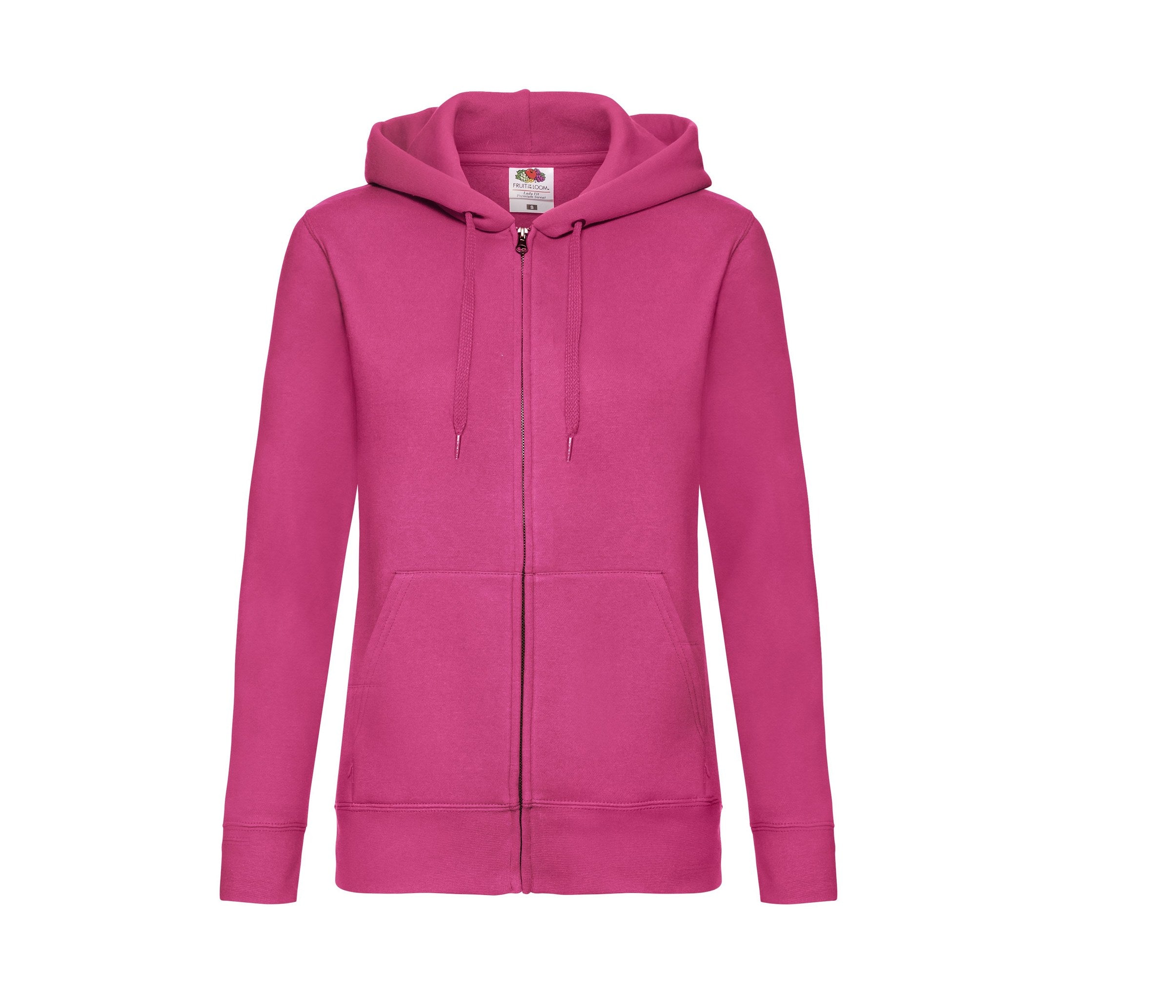 Sudadera Ladies Premium Hooded Sweat Jacket Fruit of the Loom SC375 en color fucsia