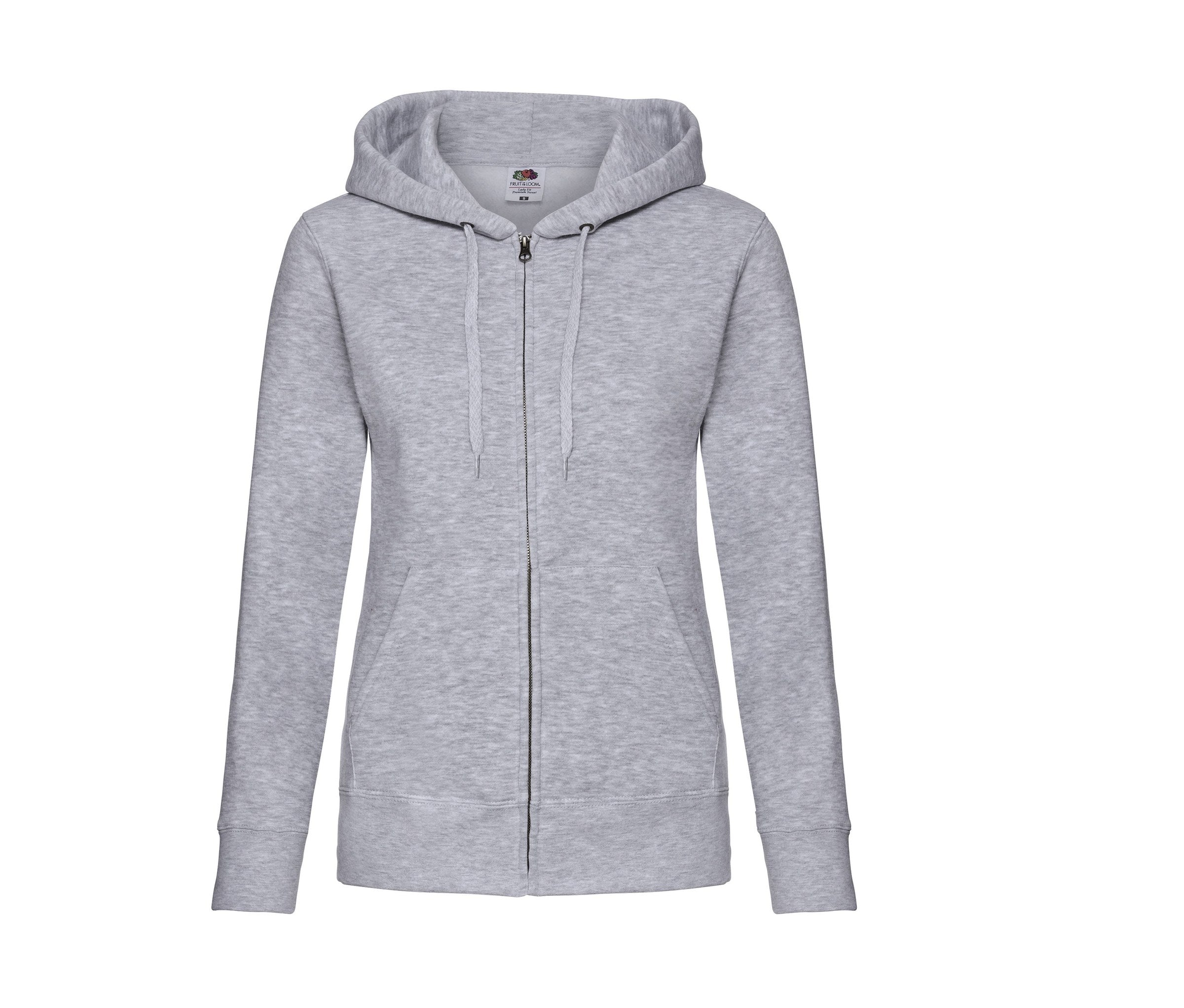 Sudadera Ladies Premium Hooded Sweat Jacket Fruit of the Loom SC375 en color gris jaspeado