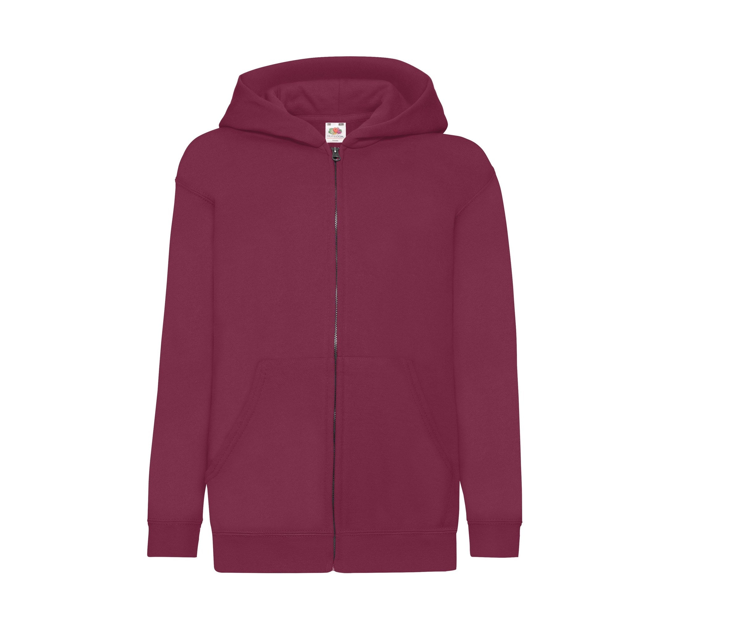 Sudadera Kids Classic Hooded Sweat Jacket Fruit of the Loom SC379 en color granate