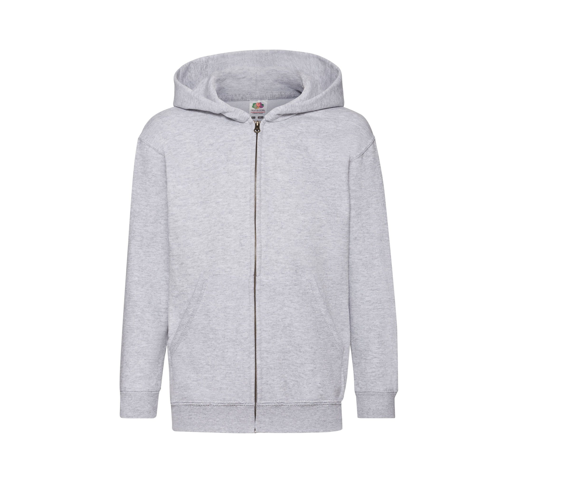 Sudadera Kids Classic Hooded Sweat Jacket Fruit of the Loom SC379 en color gris jaspeado