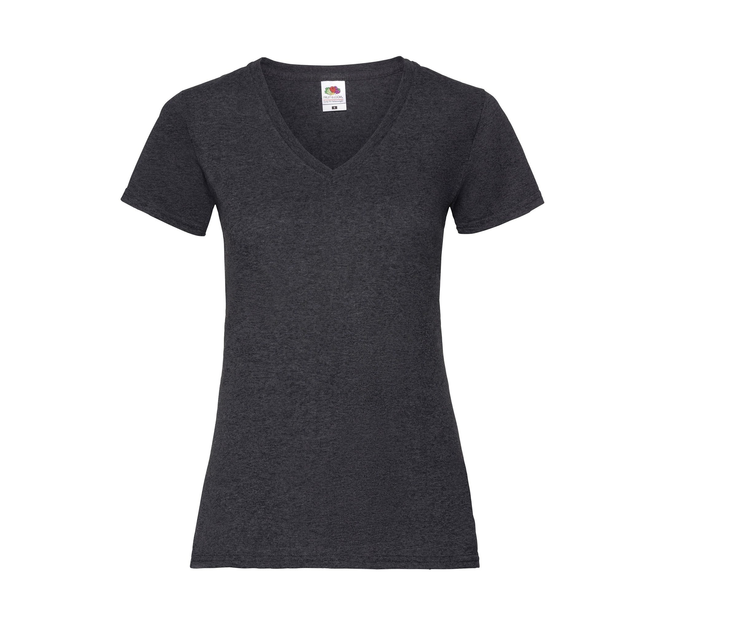 Camiseta Ladies Valueweight V-neck Fruit of the Loom SC601 en color gris jaspeado oscuro