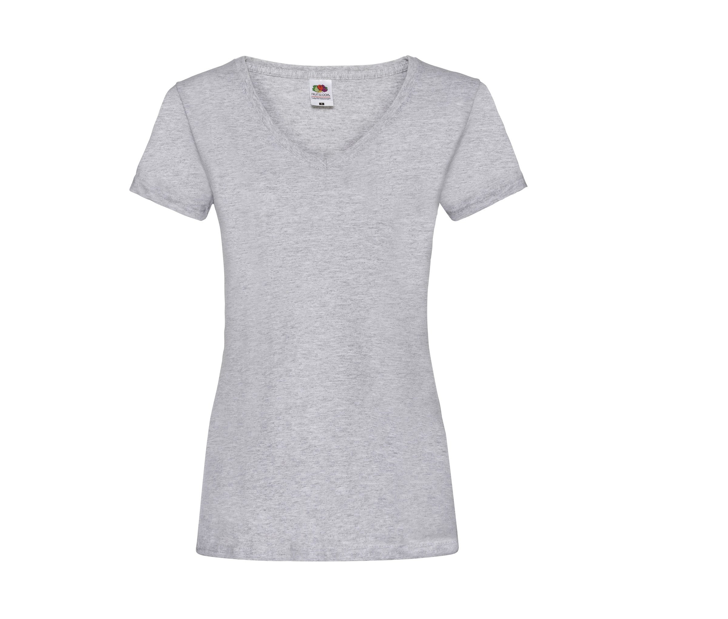 Camiseta Ladies Valueweight V-neck Fruit of the Loom SC601 en color gris jaspeado