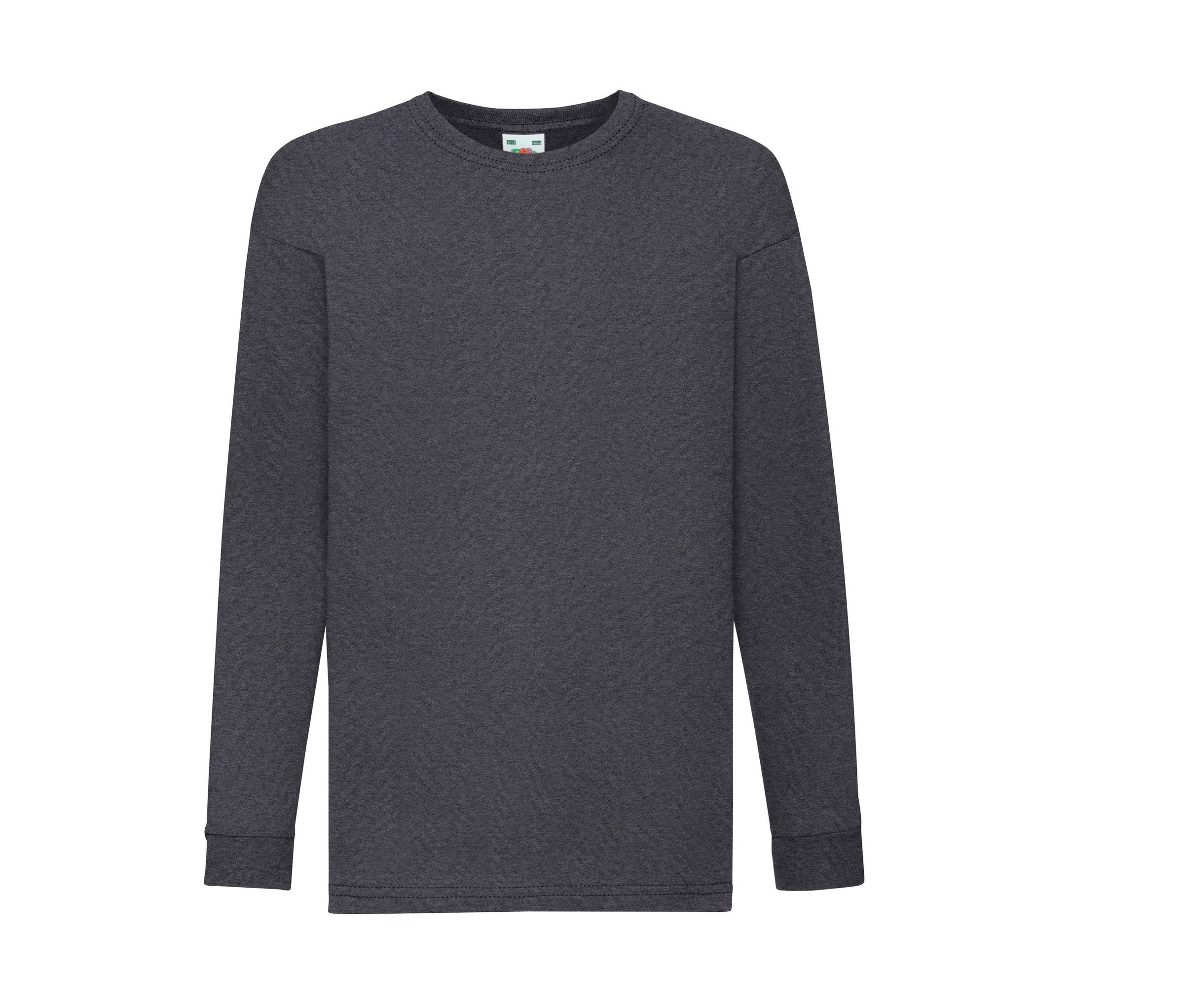 Camiseta Kids Valueweight Long Sleeve Fruit of the Loom SC6107 en color gris jaspeado oscuro