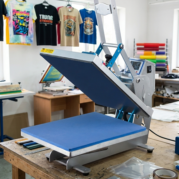Plancha transfer automática de 40x50 cm para serigrafia vinilo dtf sublimación profesional para talleres y tiendas
